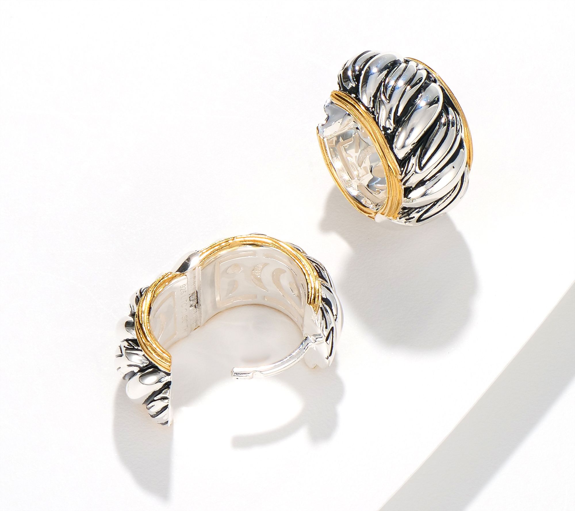 Christian James by Scott Grimes Sterl & 18KClad Two Tone 1/2" Ripple Hoops