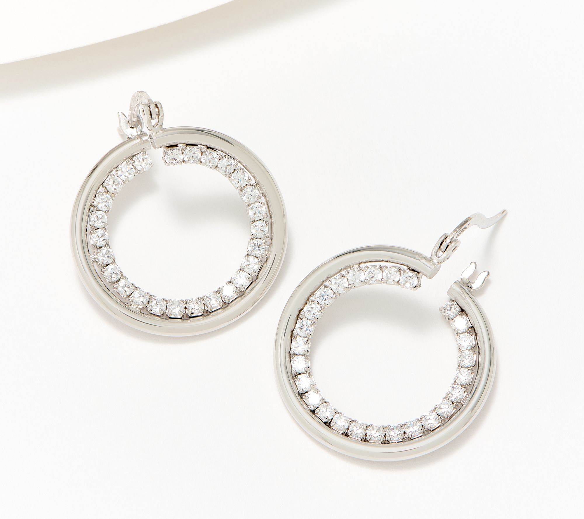 "As Is" Diamonique Italia 7/8" Hoop Earrings, Sterling Silver