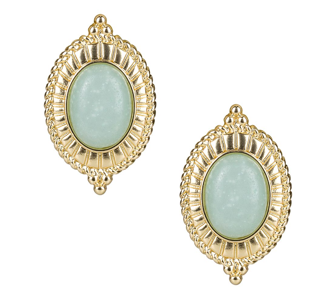 Patricia Nash Simulated Amazonite Button Earrings