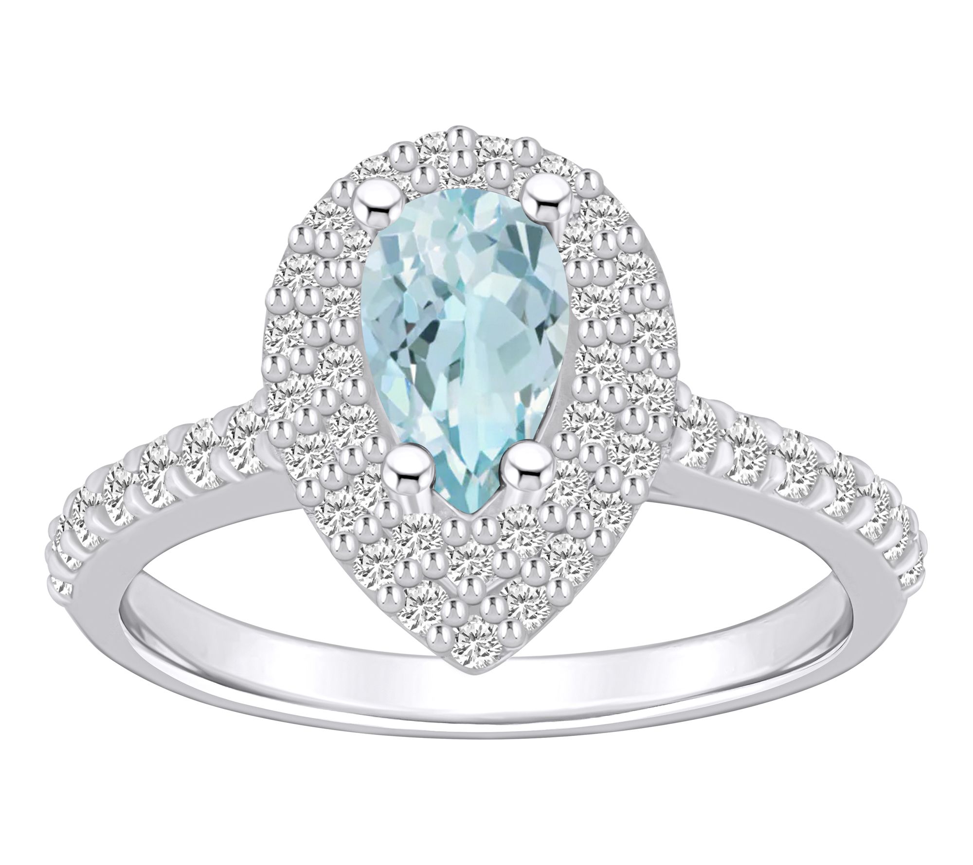 Affinity Gems Pear Gemstone & 0.65 Diamond Ring, 14K White Gol