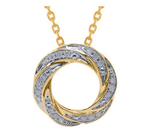 Accents by Affinity Diamond Circle Pendant w/ Chain, 14K Gold