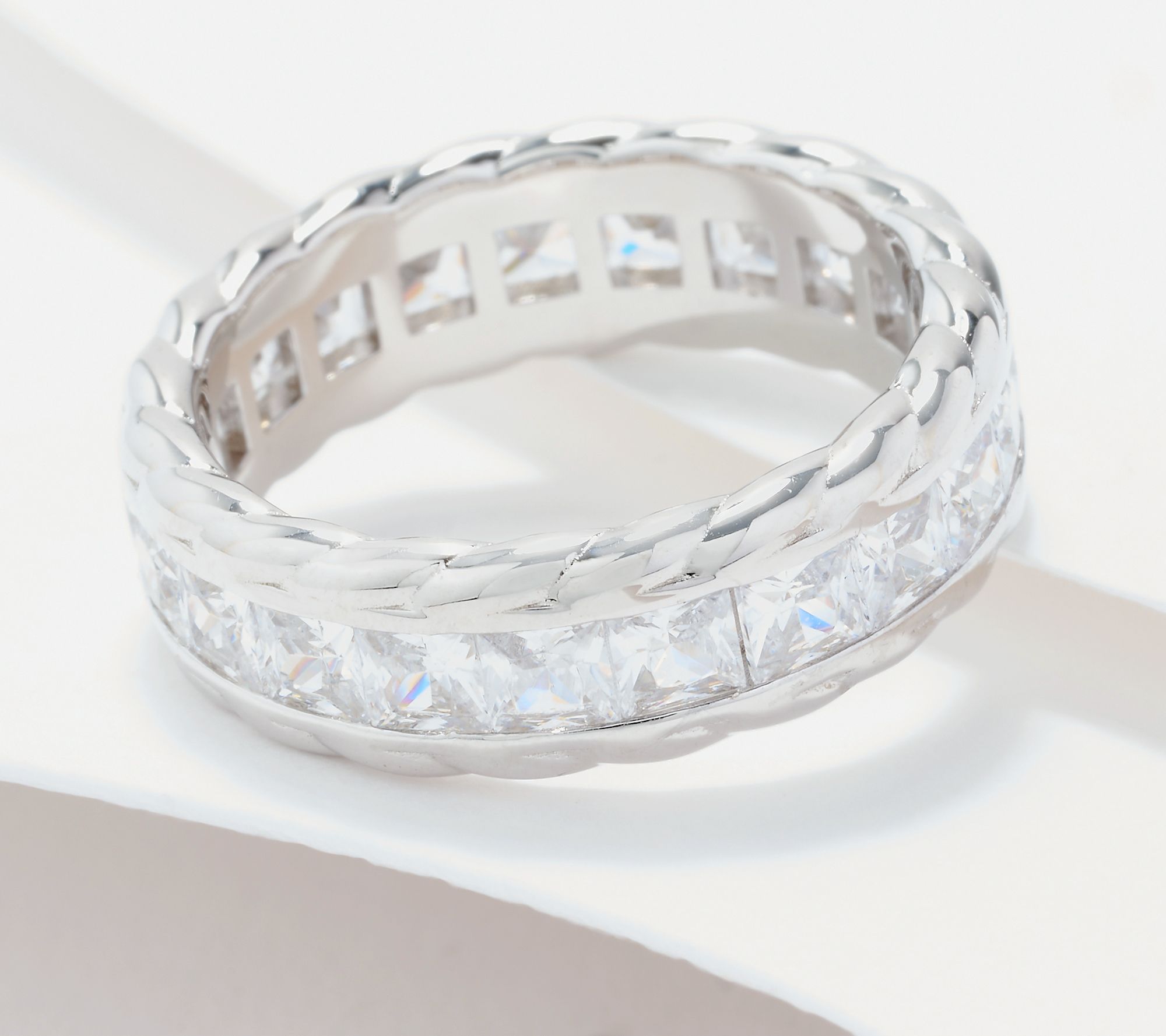 "As Is" Diamonique Italia Textured Eternity Ring Sterling Silver