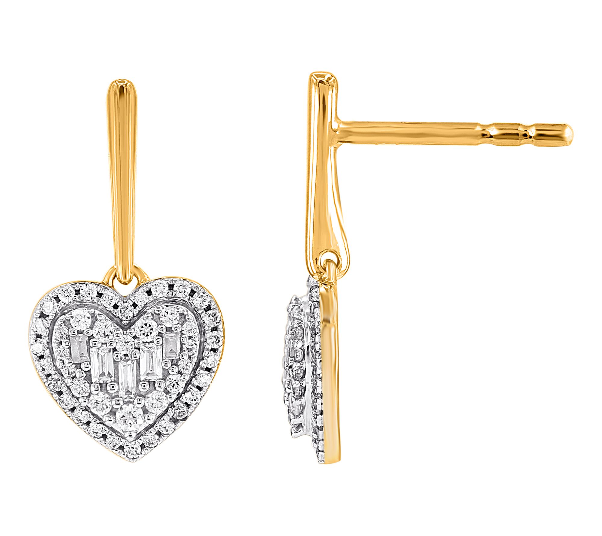 Affinity Diamonds 0.30 cttw Heart Dangle Earrings, 14K Gold
