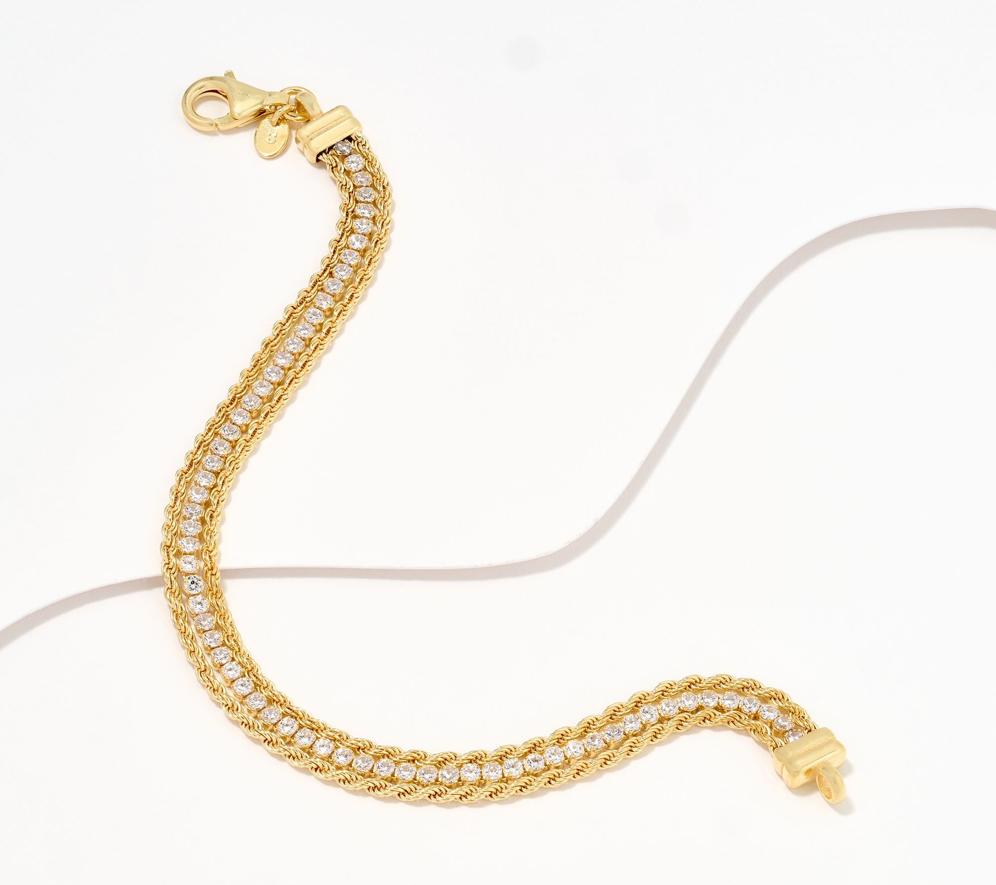 "As Is" Diamonique Italia Triple Strand White Stone Bracelet