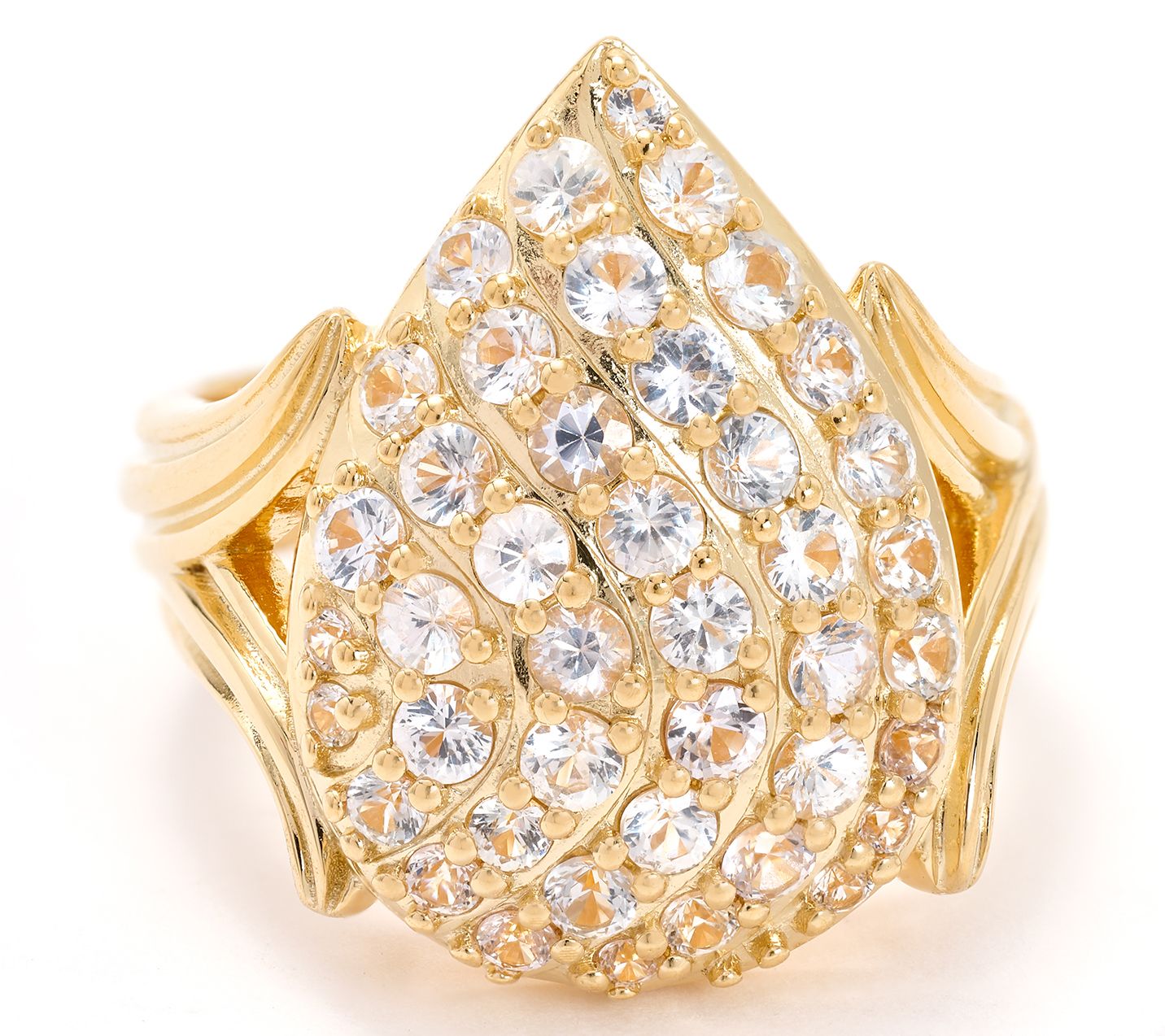 Christian James by Scott Grimes 14K Gold Clad White Sapphire Ripple Ring