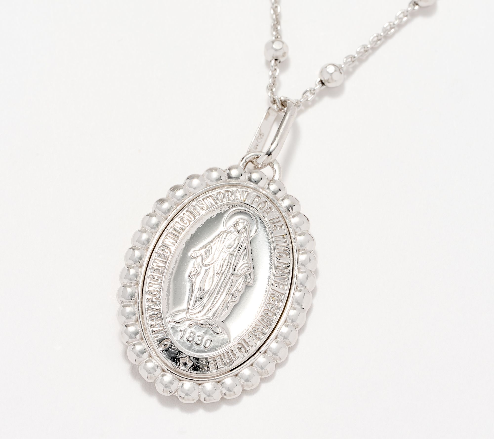 David Markstein Sterling Silver Miraculous Medal Medallion 18" Necklace