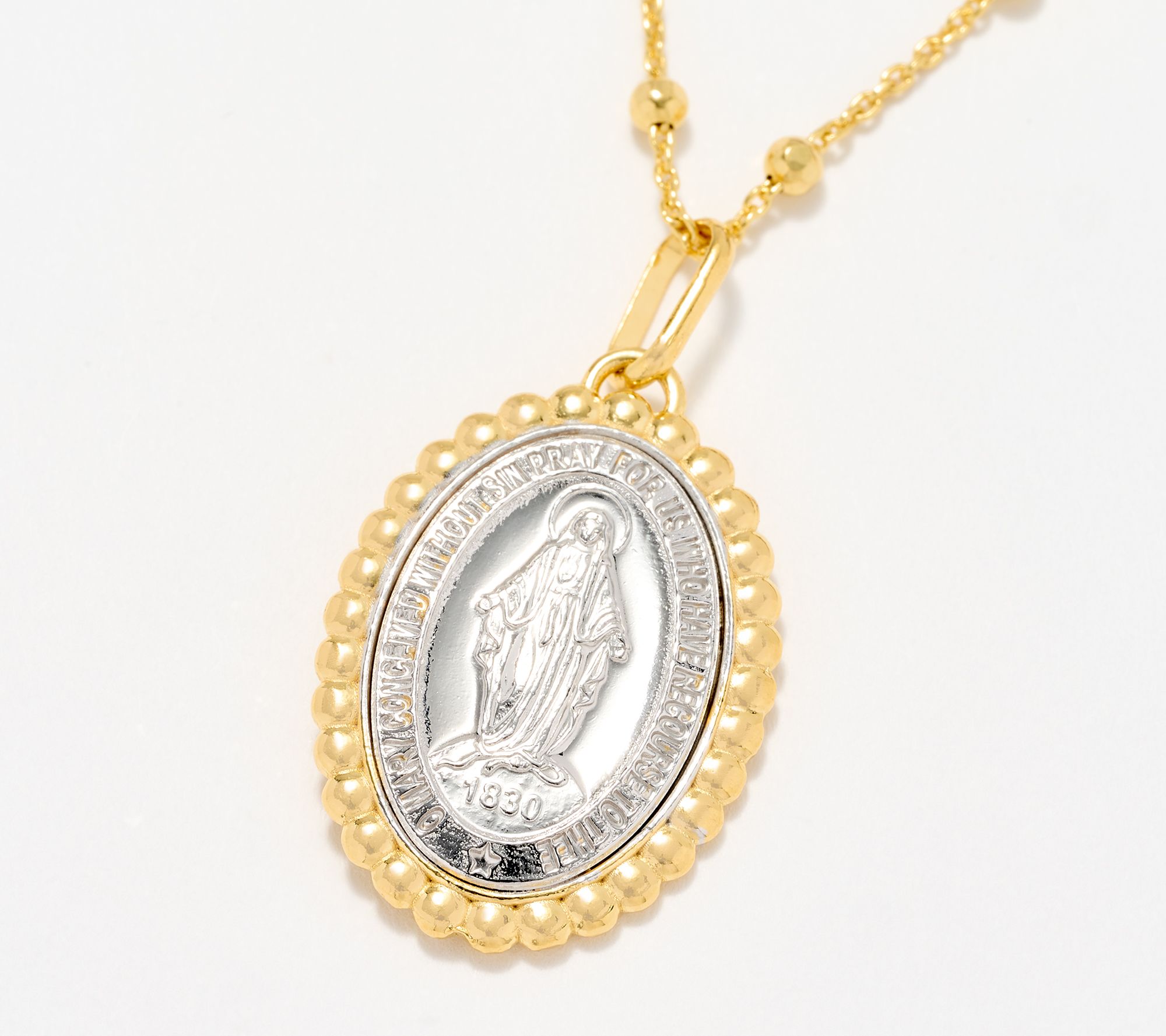 David Markstein Sterling Silver Miraculous Medal Medallion 18" Necklace