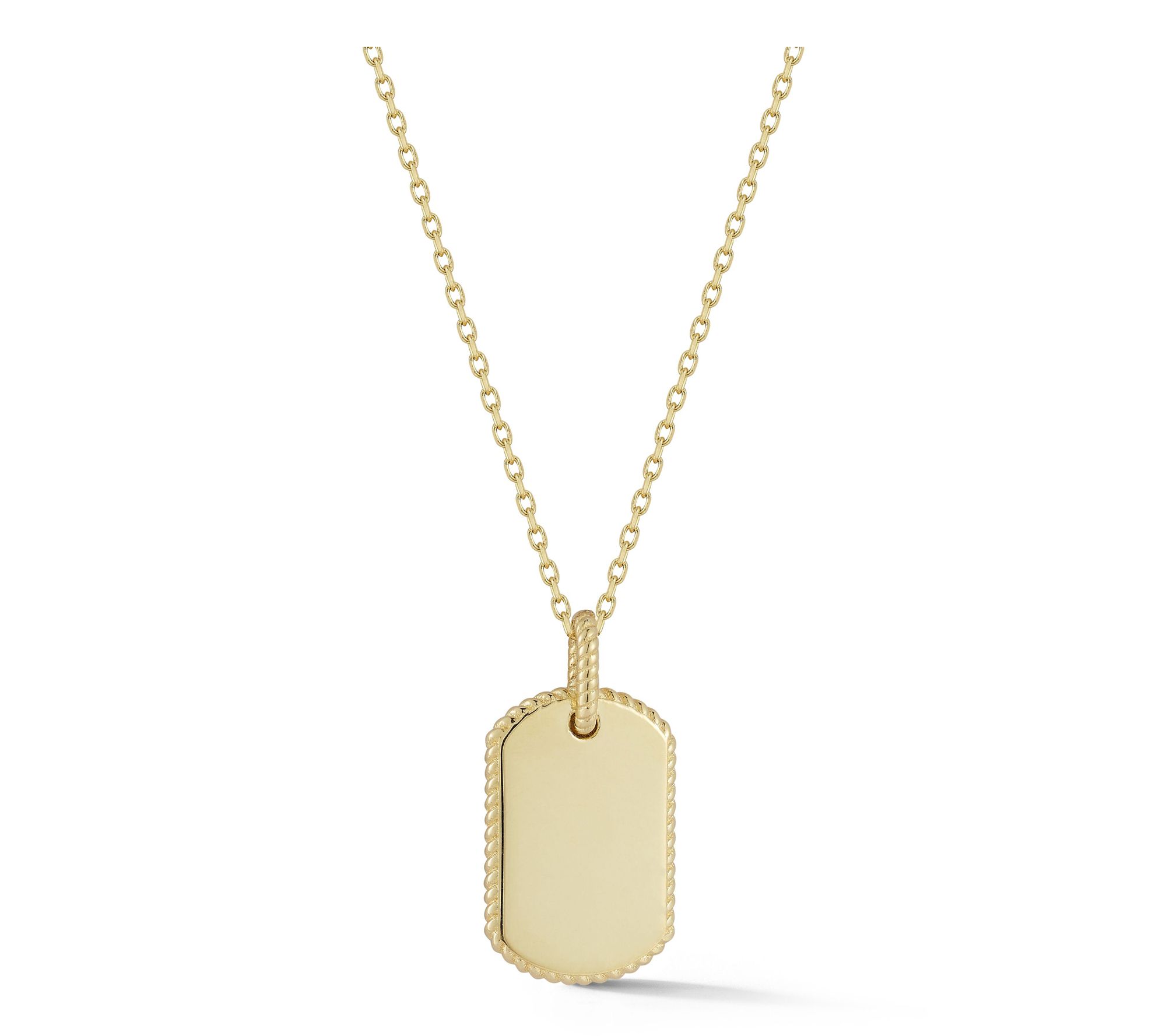Luminosa Gold Tag Pendant w/ Chain, 14K
