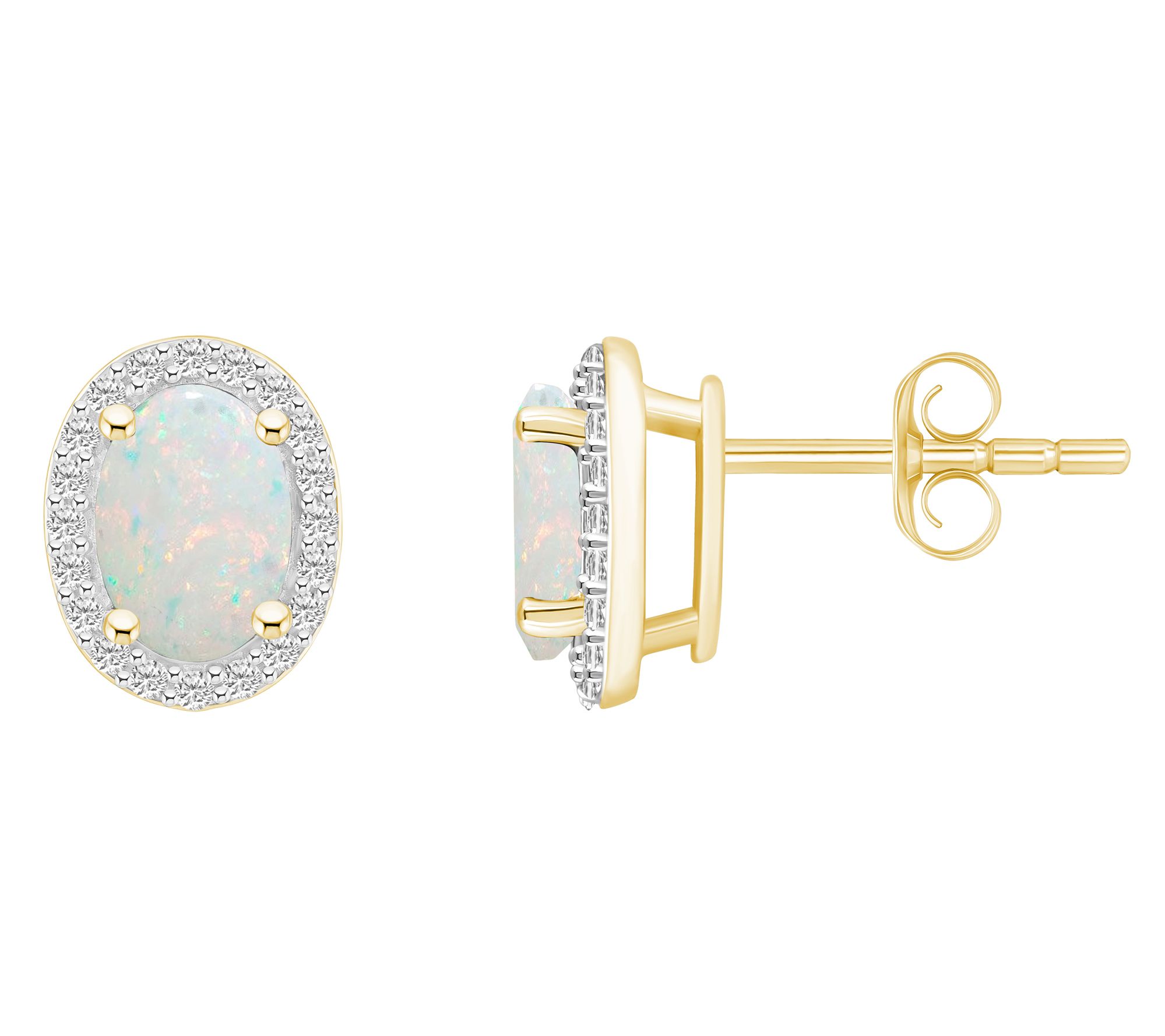 Affinity Gems Oval Created Gemstone Halo Stud Earrings, 10K