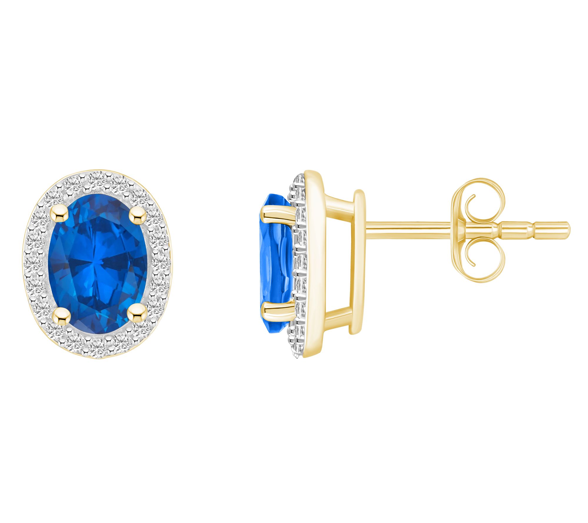 Affinity Gems Oval Created Gemstone Halo Stud Earrings, 10K