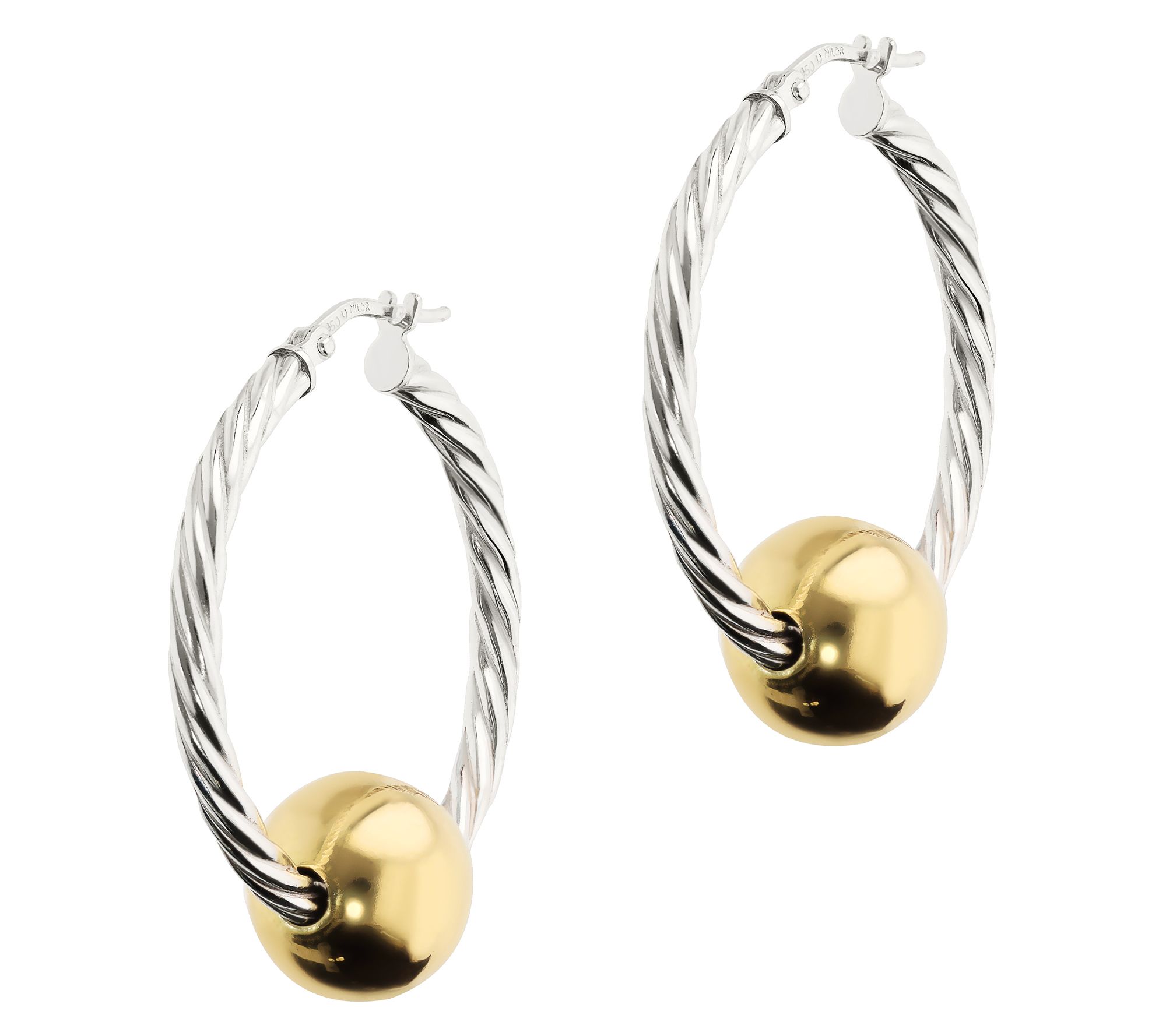 UltraFine Silver Beaded 1-1/4" Hoop Earrings