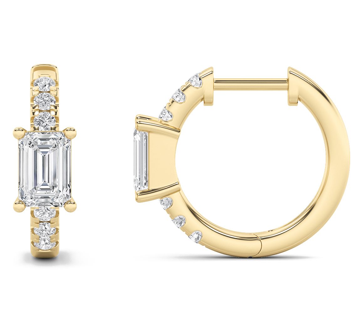 Fire Light 1.50 cttw Lab Grown Diamond Hoop Earrings, 14K