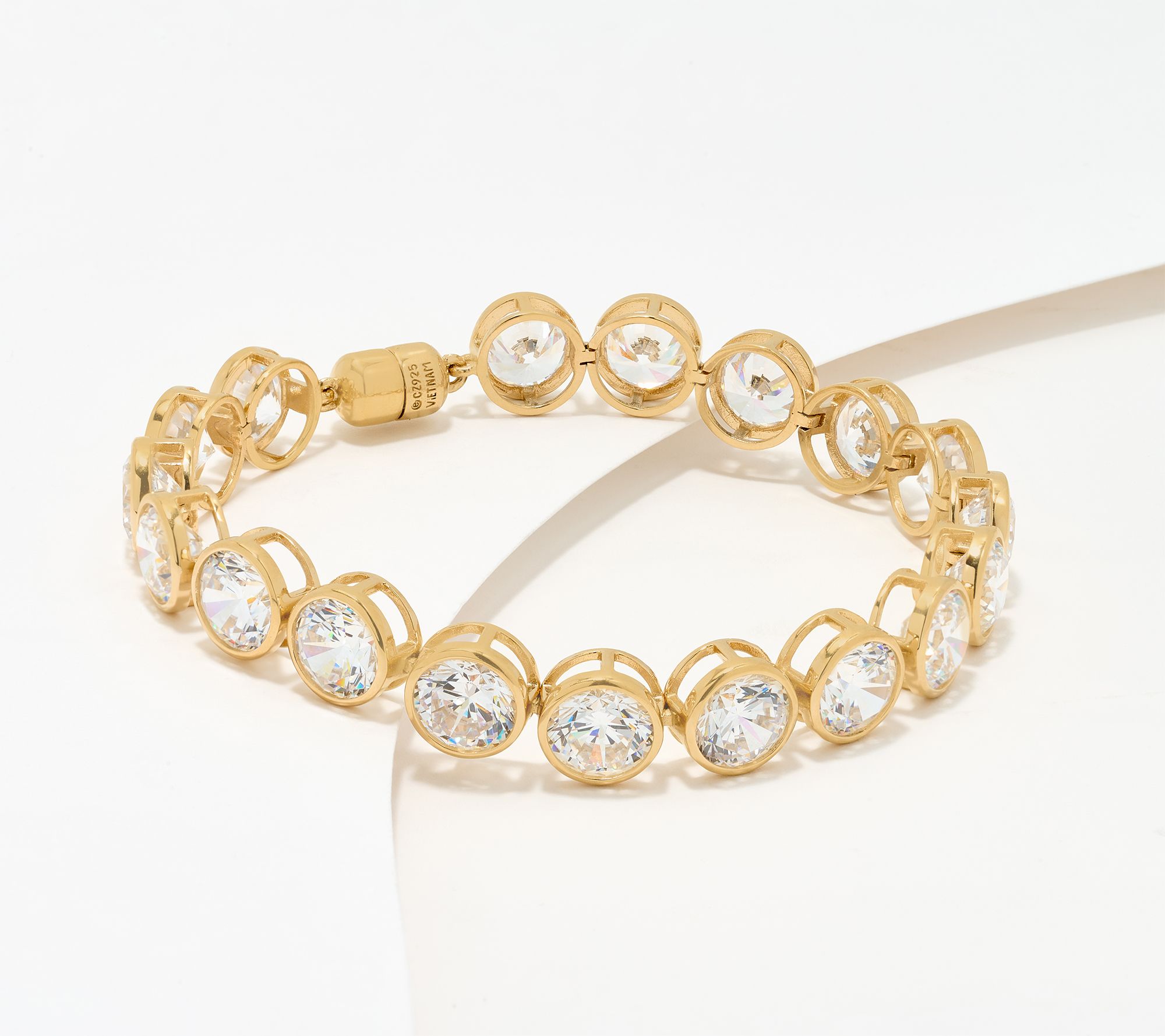  Diamonique Classics Round Bezel Set Tennis Bracelet, Sterl