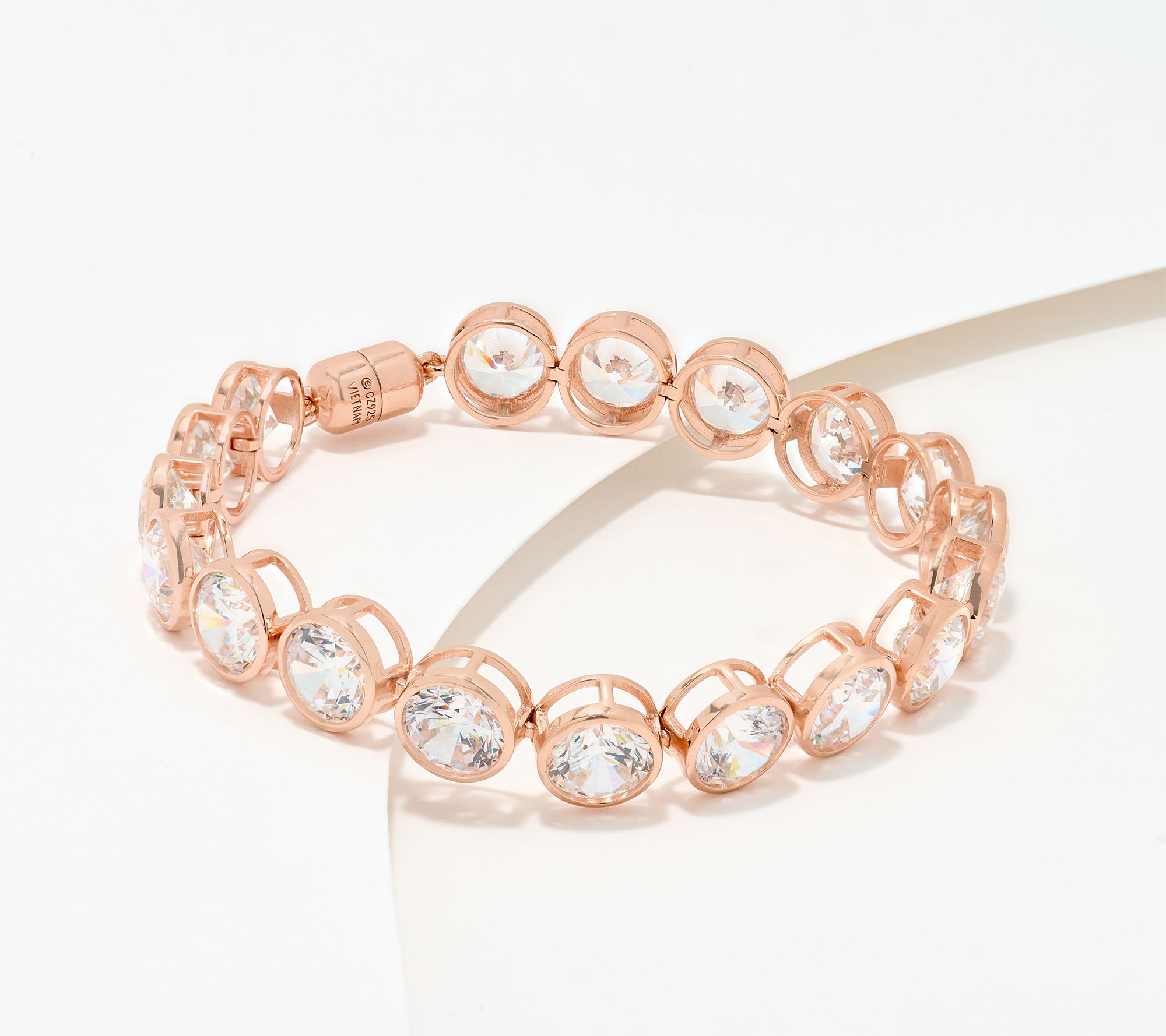 Diamonique Classics Round Bezel Set Tennis Bracelet, Sterl