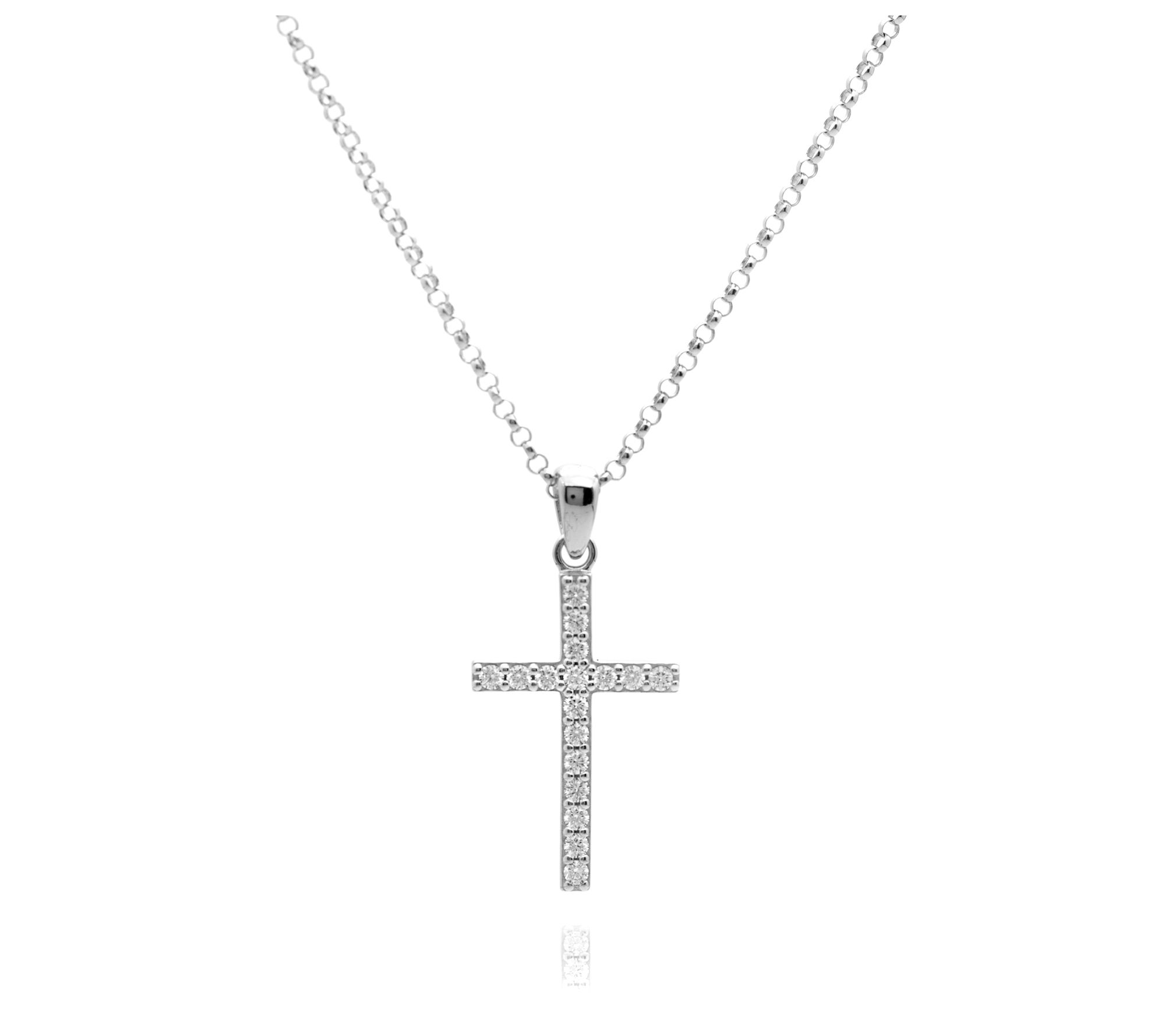 Diamonique 0.45 cttw Cross Pendant w/ Chain, Sterling Silver