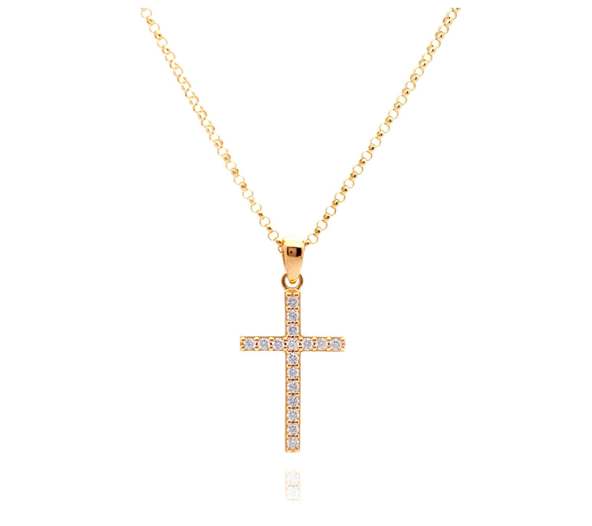 Diamonique 0.45 cttw Cross Pendant w/ Chain, Sterling Silver