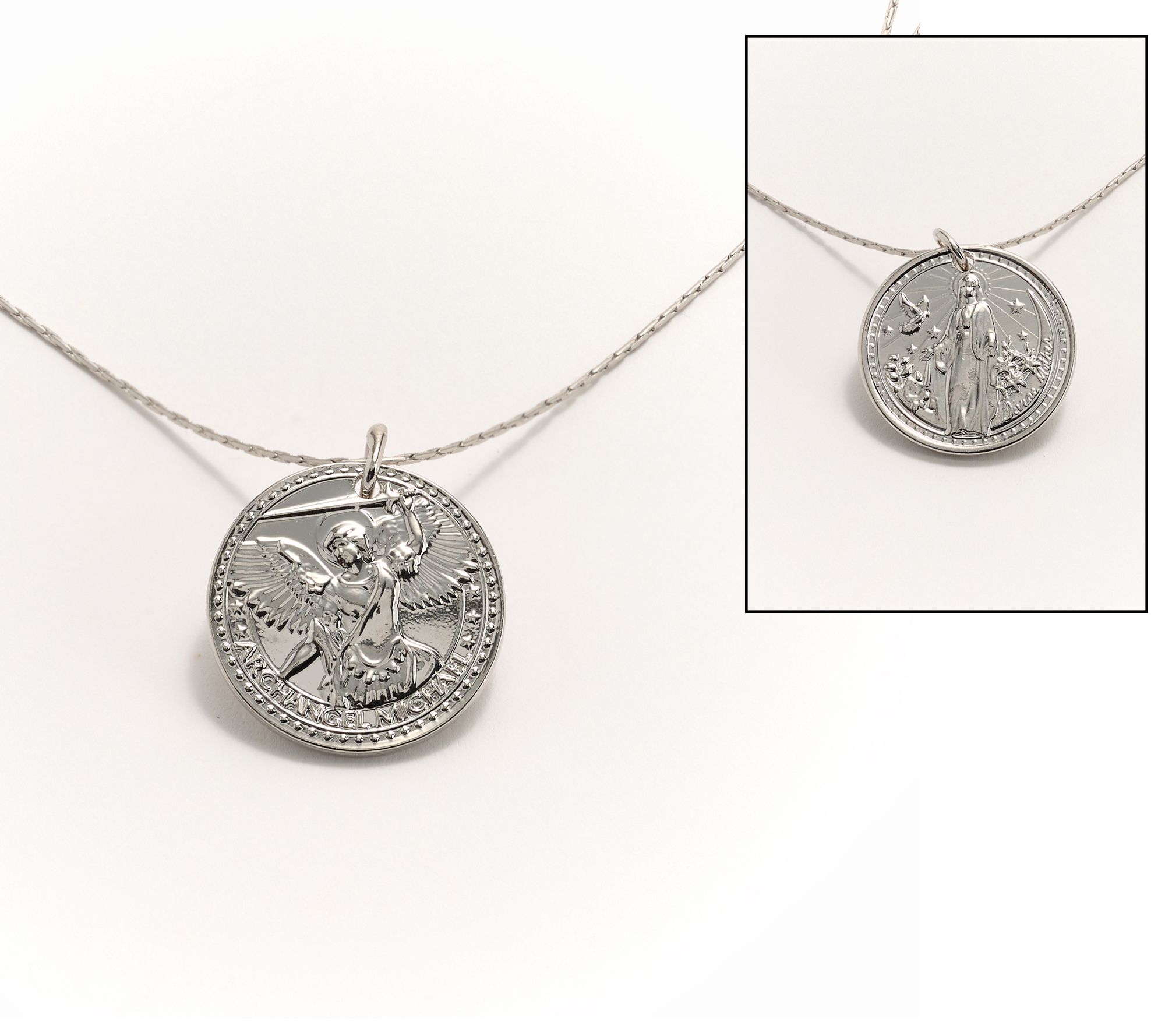 Divinely Guided by Theresa Caputo Saint Michael & Mary Necklace,Slvrtn