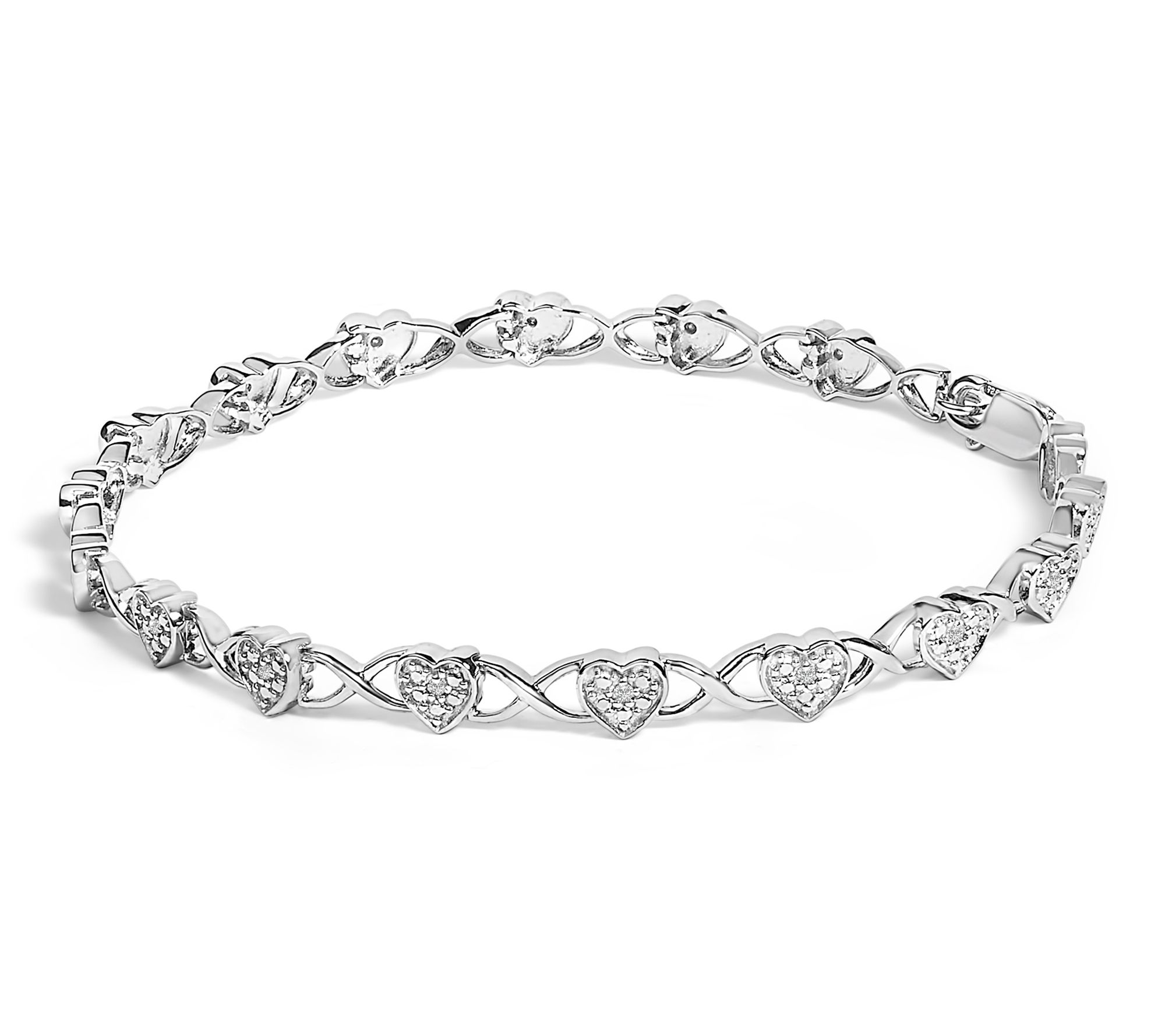 Haus of Brilliance Diamond Heart Link Bracelet,Sterling