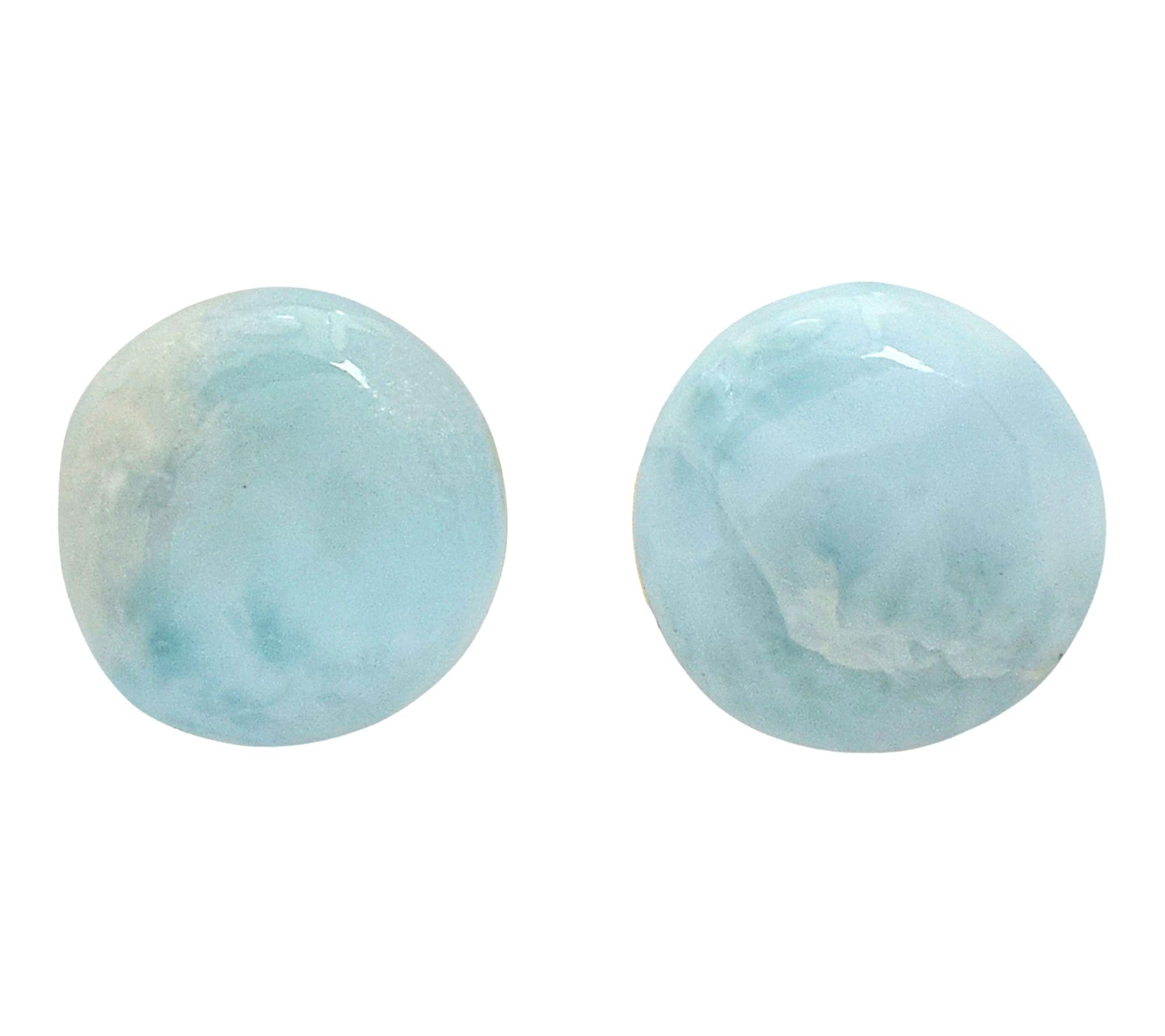 Affinity Gems Larimar Round Stud Earrings, 14KGold Plated