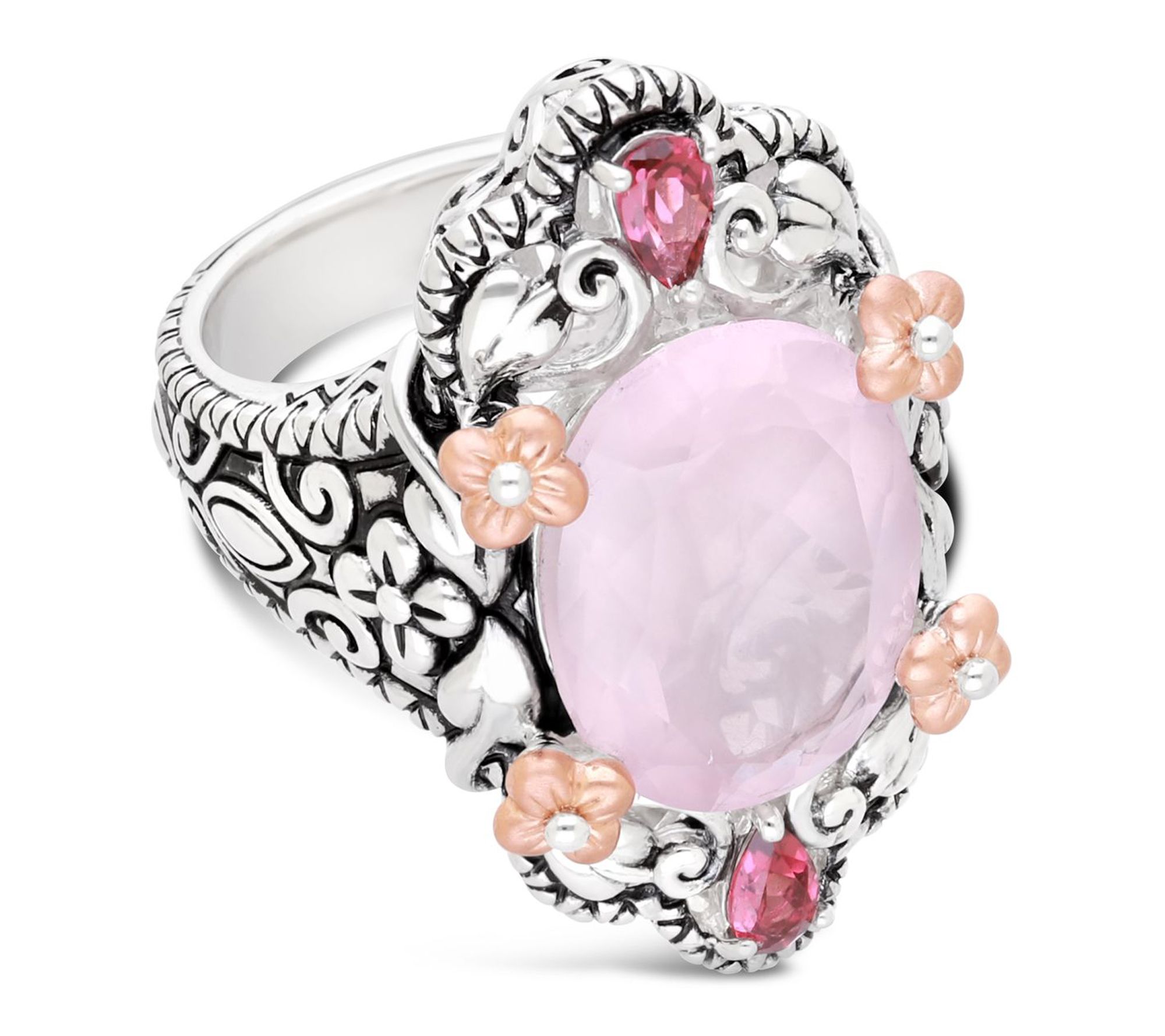 Barbara Bixby Sterling Silver & 18K Gold Rose Quartz Ring