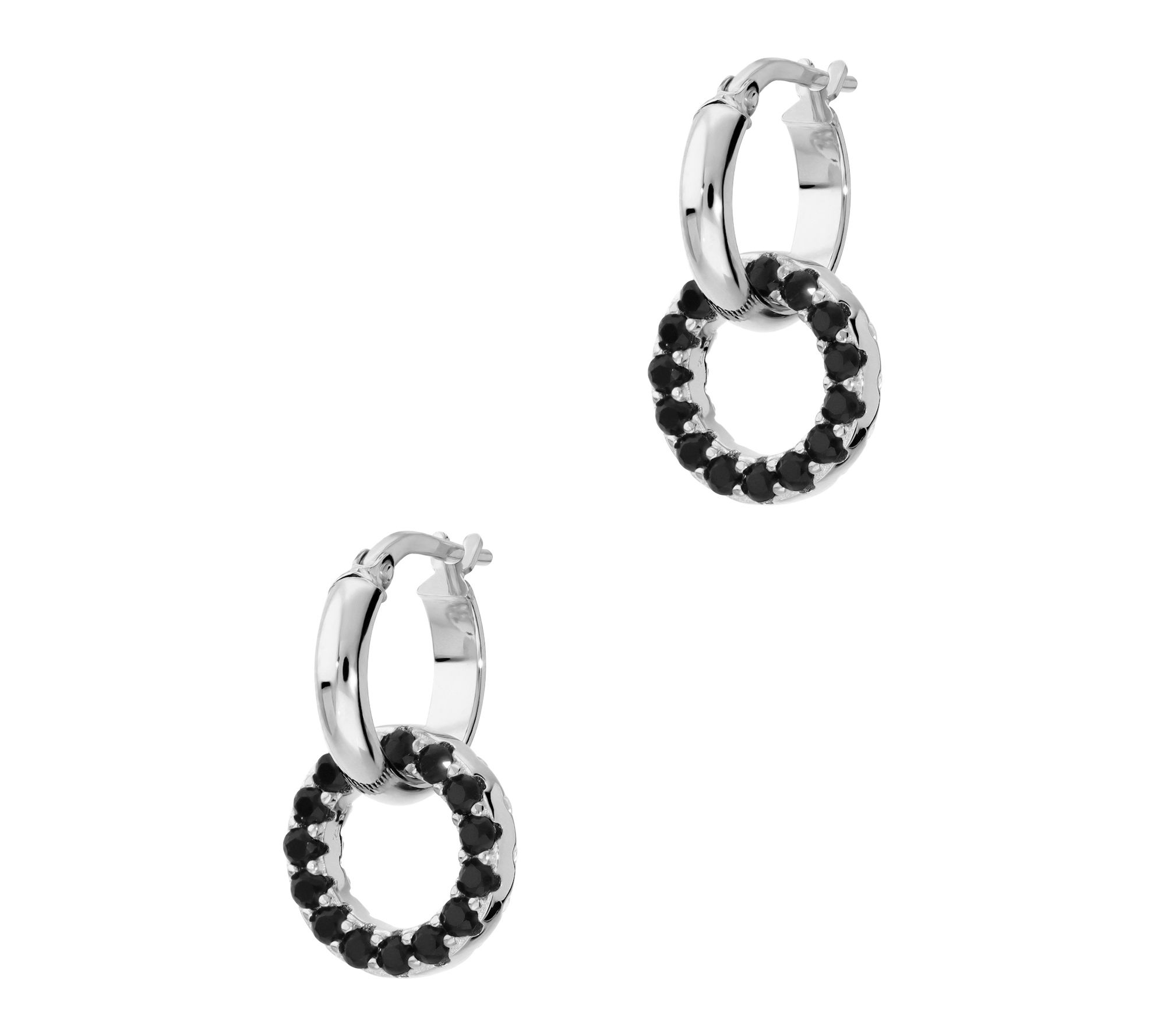 Diamonique Italia Reversible Dangle Hoop Earrings, Sterling