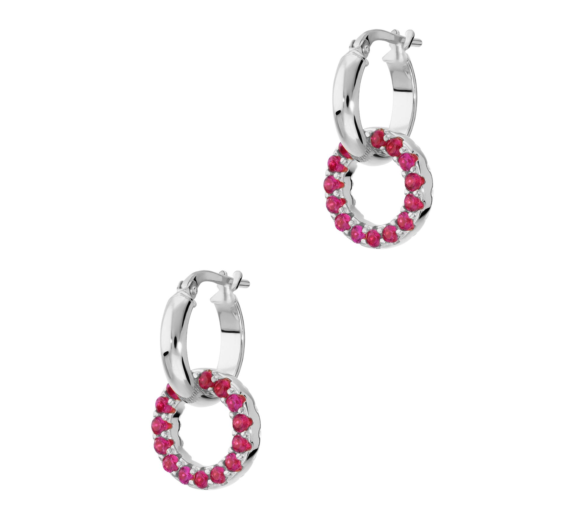 Diamonique Italia Reversible Dangle Hoop Earrings, Sterling