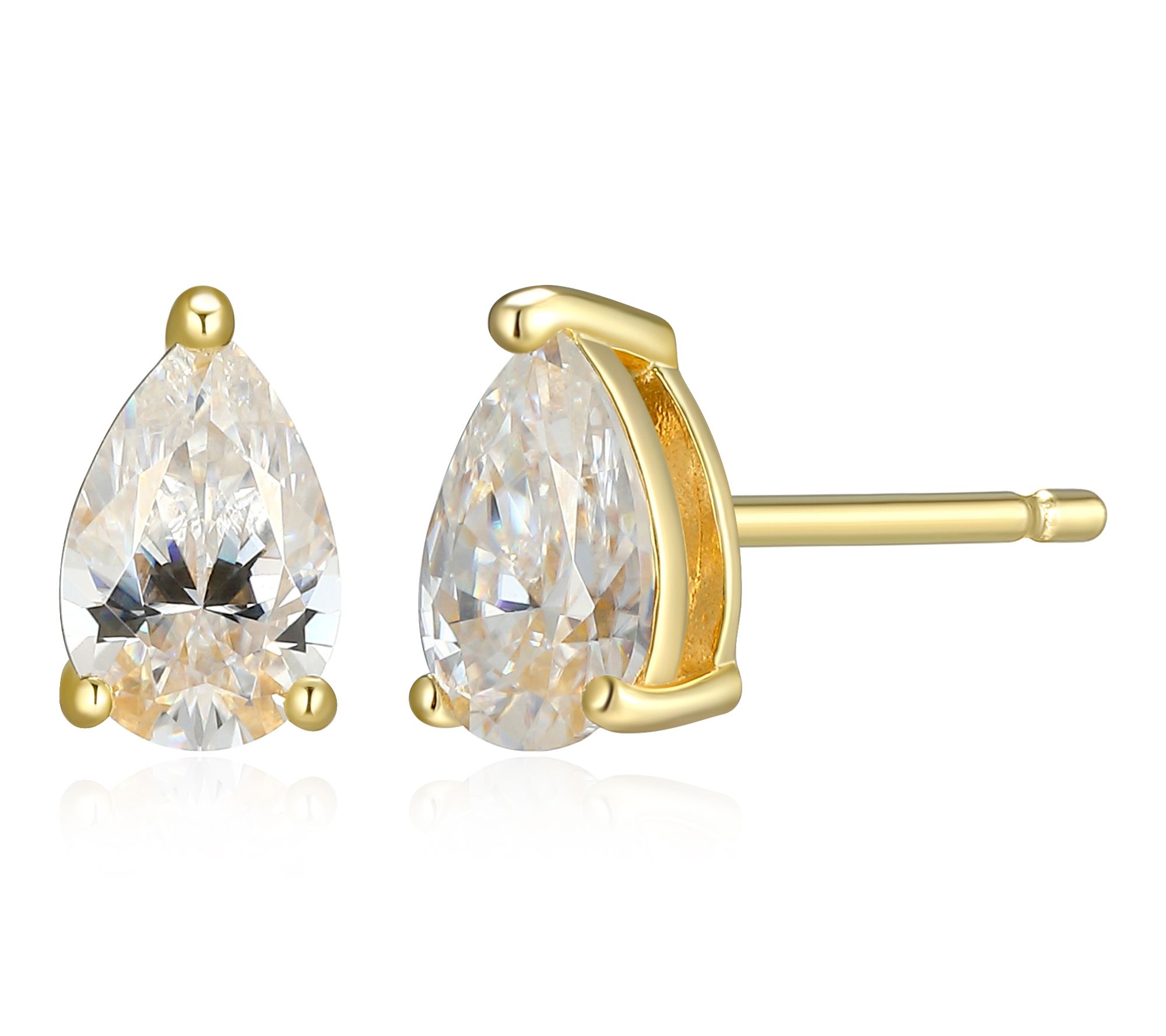 Moissanite 0.80 cttw Pear Stud Earrings, Sterling Silver