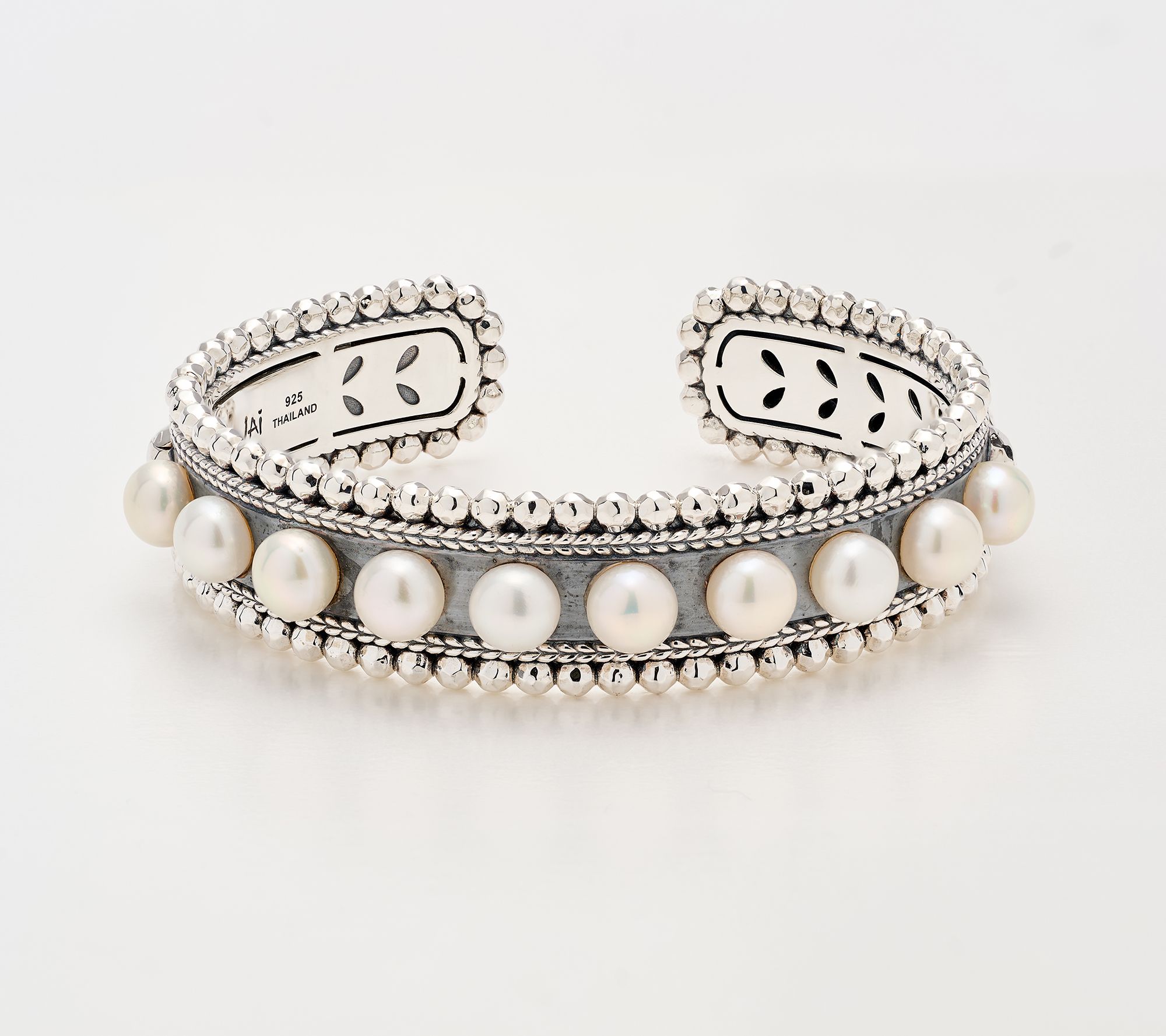 JAI Sterling Silver Shimmer Bead & Pearl Cuff