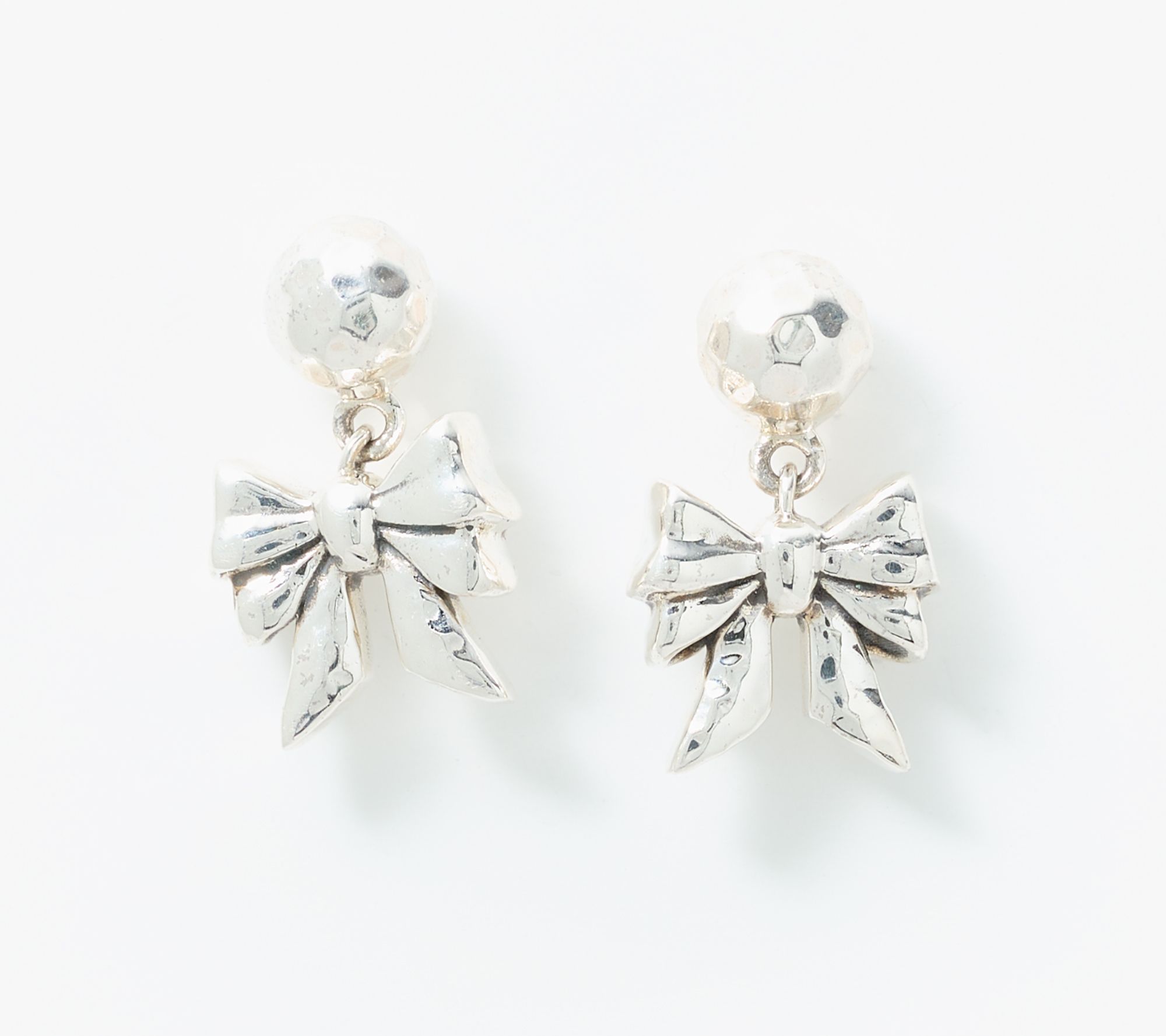 JAI Sterling Silver Symbols of Love Bow Drop Earrings