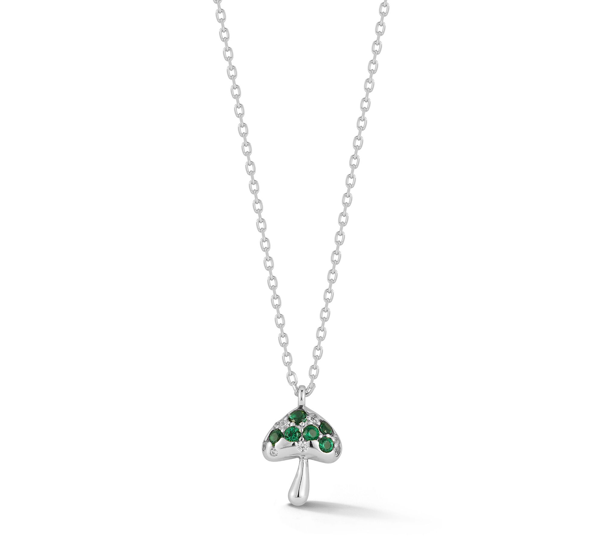 Rachel Zoe Green Puffed Mushroom Pendant w/ Chain, Sterling