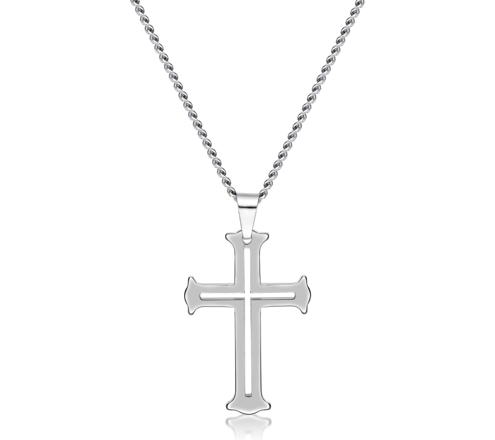 LYNX Men's Stainless Steel Tungsten Cross Pendant w/ Chain