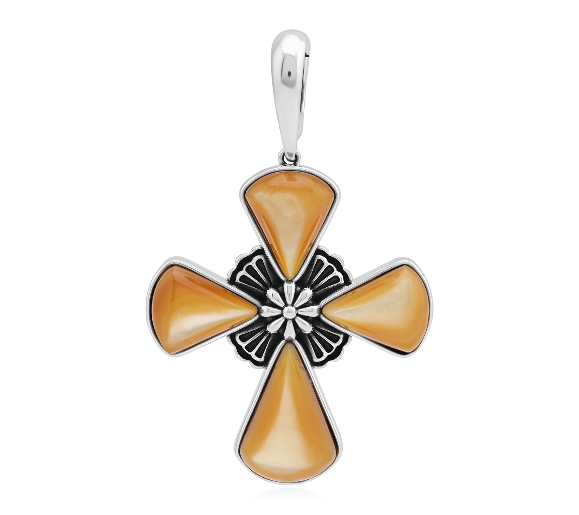 American West Sterling Gemstone Concha Cross Enhancer