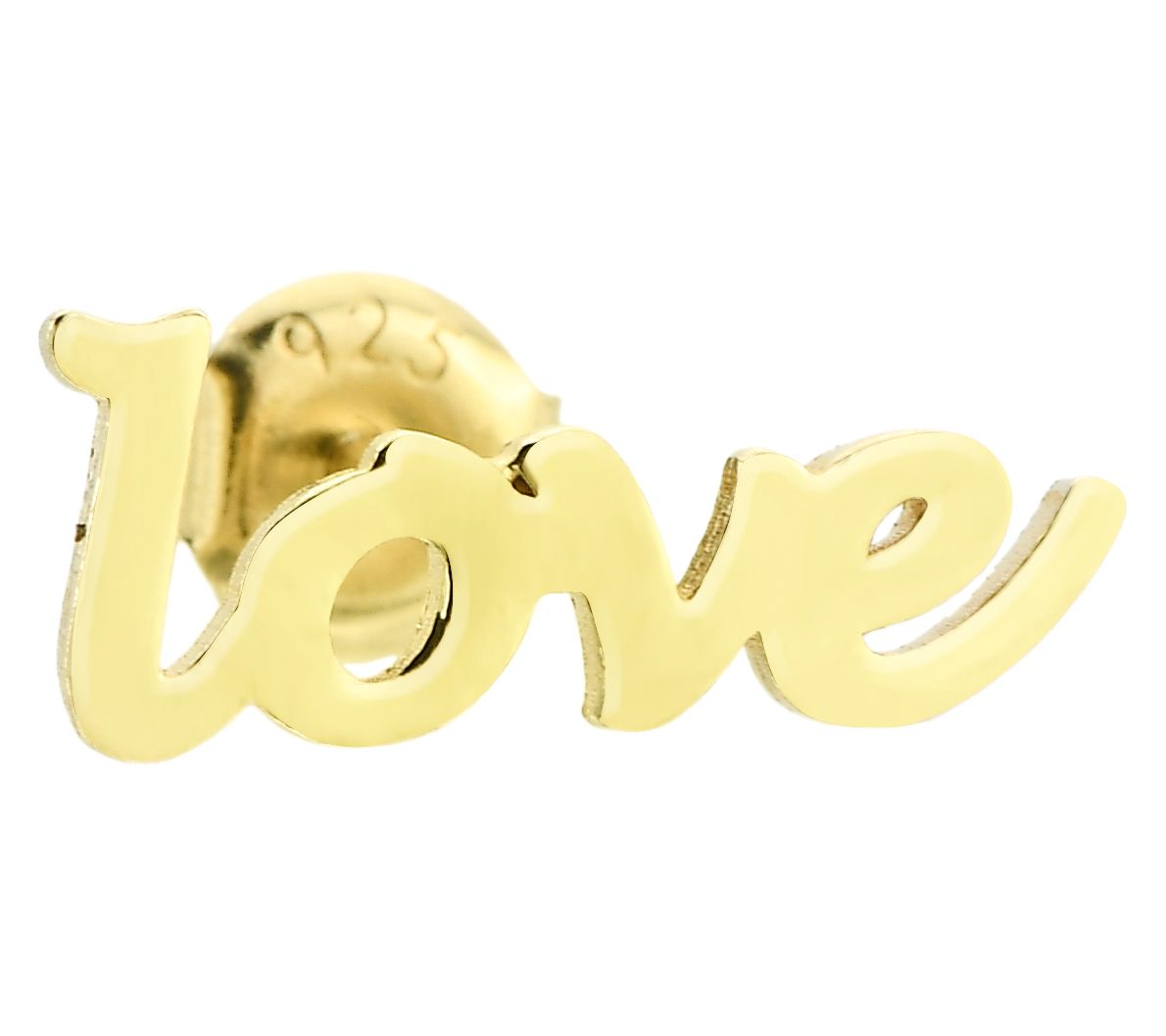 Silver Style Love Script Single Stud Earring, Sterling