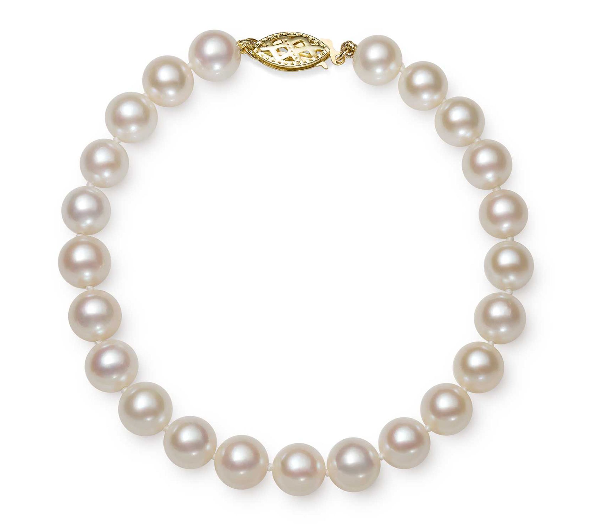 Amour De Pearl 7-8mm Round Cultured Pearl Bracelet, 14K Gold