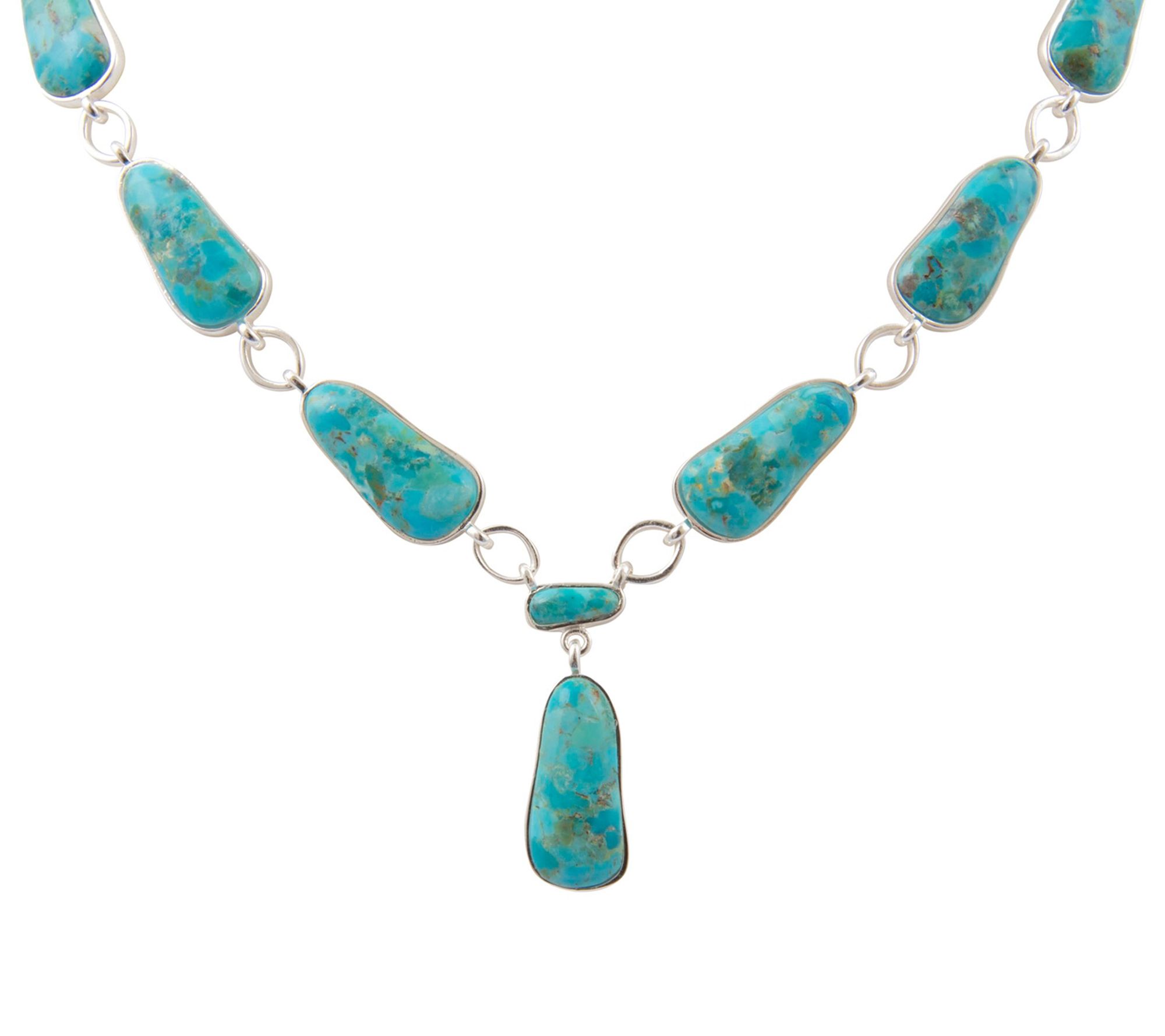 Barse Artisan Crafted Biwa Turquoise Link Necklace