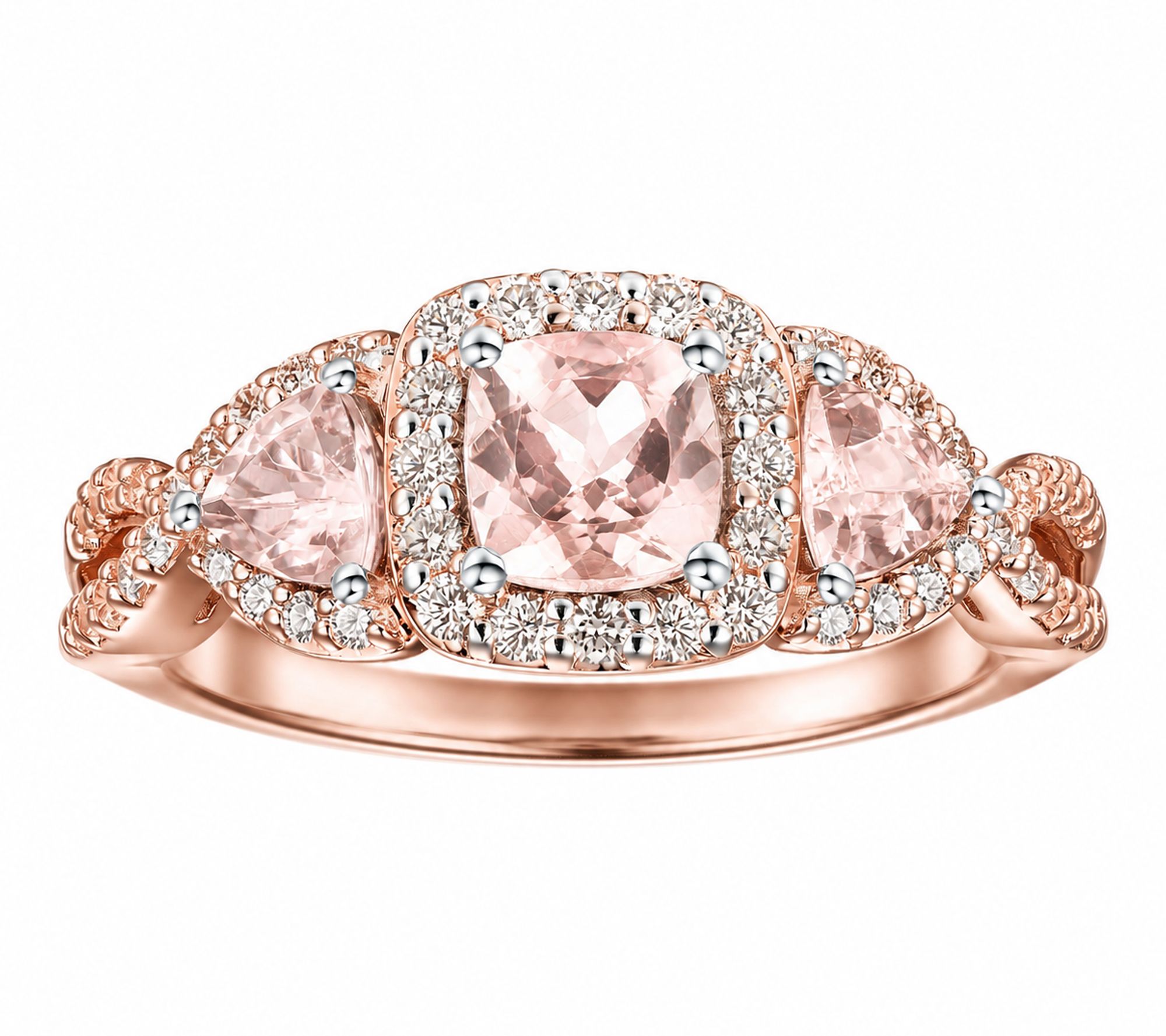 Affinity Gems 1.15 cttw Halo Gemstone Ring, 14KRose Plated
