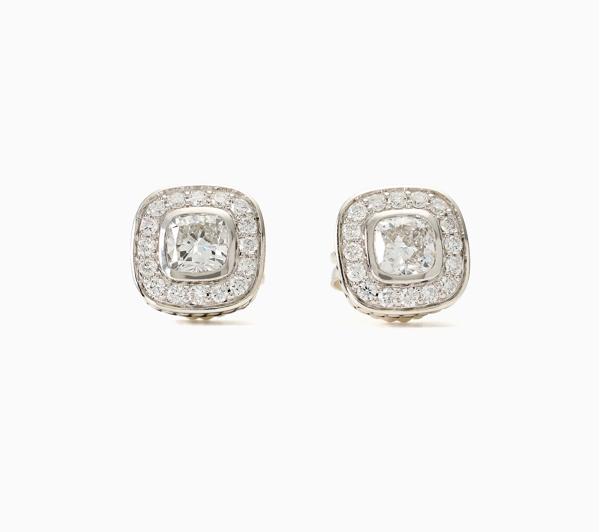 JAI Sterling Silver Lab Grown Diamond Stud Earrings,1.25ct