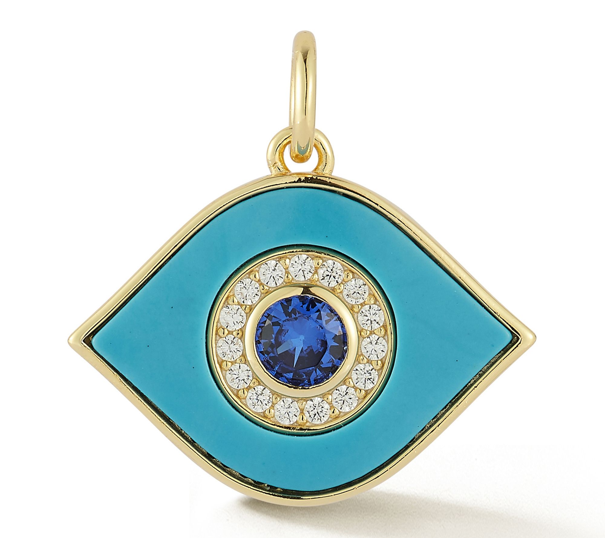Sterlina Silver Simulated Evil Eye Pendant, 14K Gold Plated