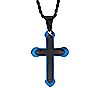Steel by Design Men's Black & Blue IP Cross Pendant w/ Chain, 1 of 2