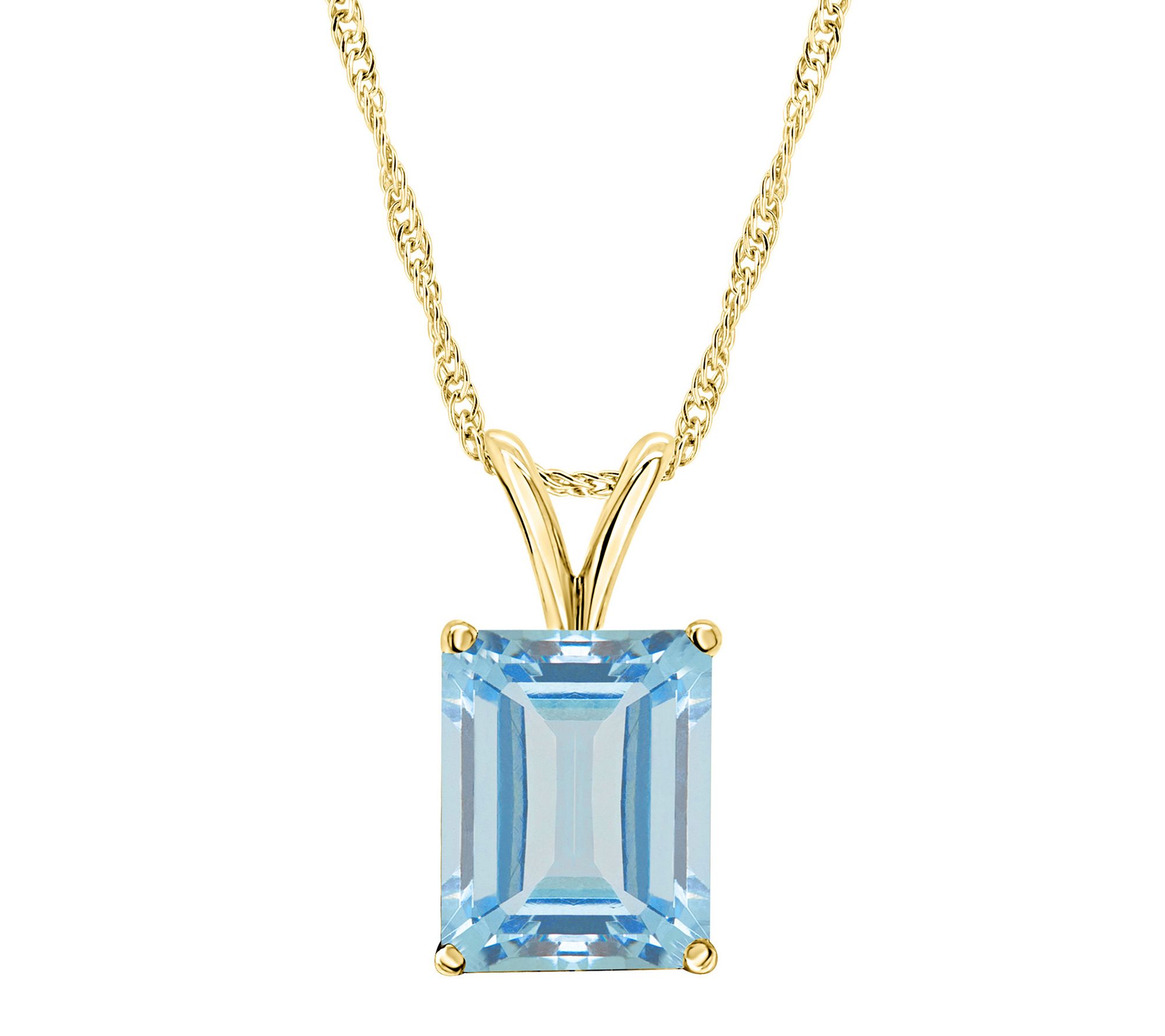14K Gold 3.80 cttw Sky Blue Topaz Pendant withChain