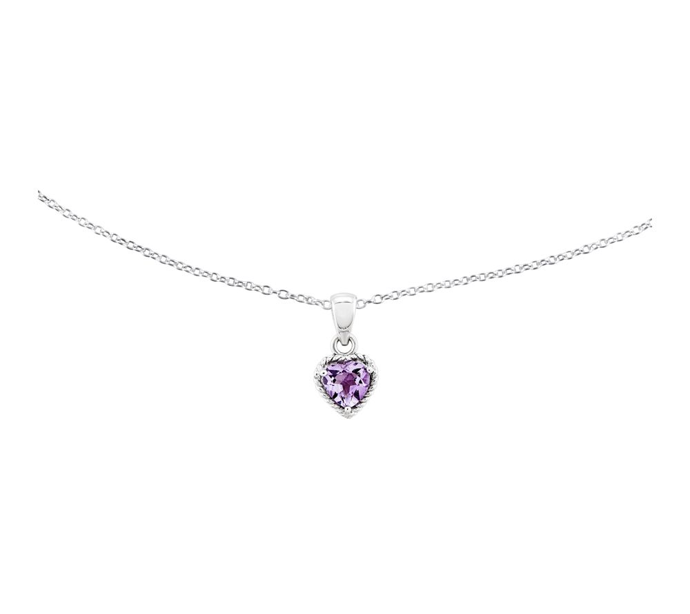 Sterling Amethyst Heart Pendant with 18