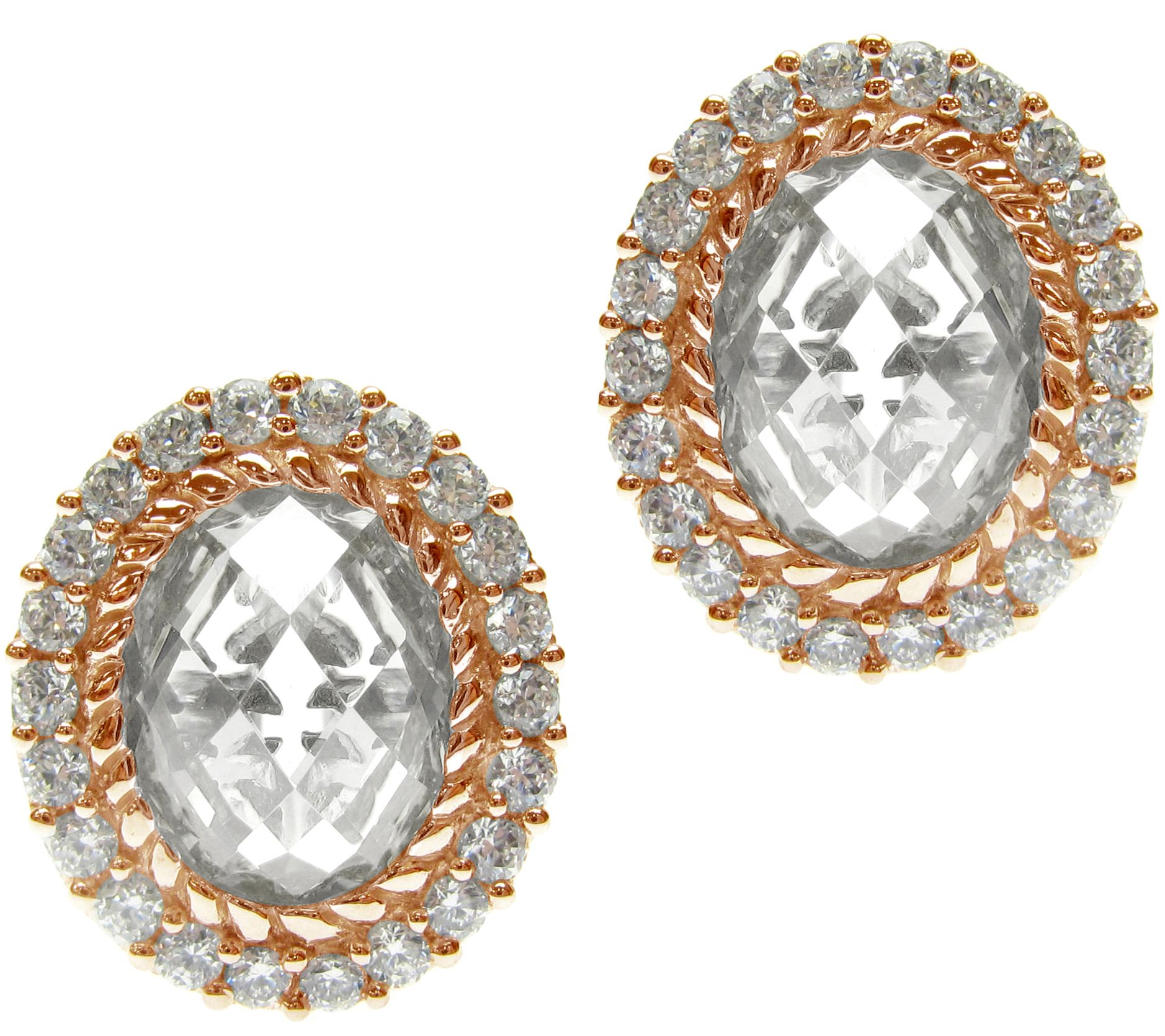 Judith Ripka 14K Rose Gold-Clad Oval Button Earrings - QVC.com