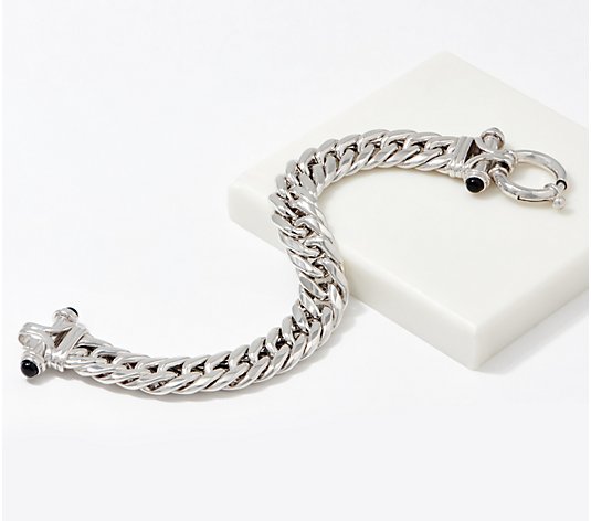 Men‘s Real 925 Sterling Silver Bracelet Link Chain Multiple Loop Fashion 7.7"