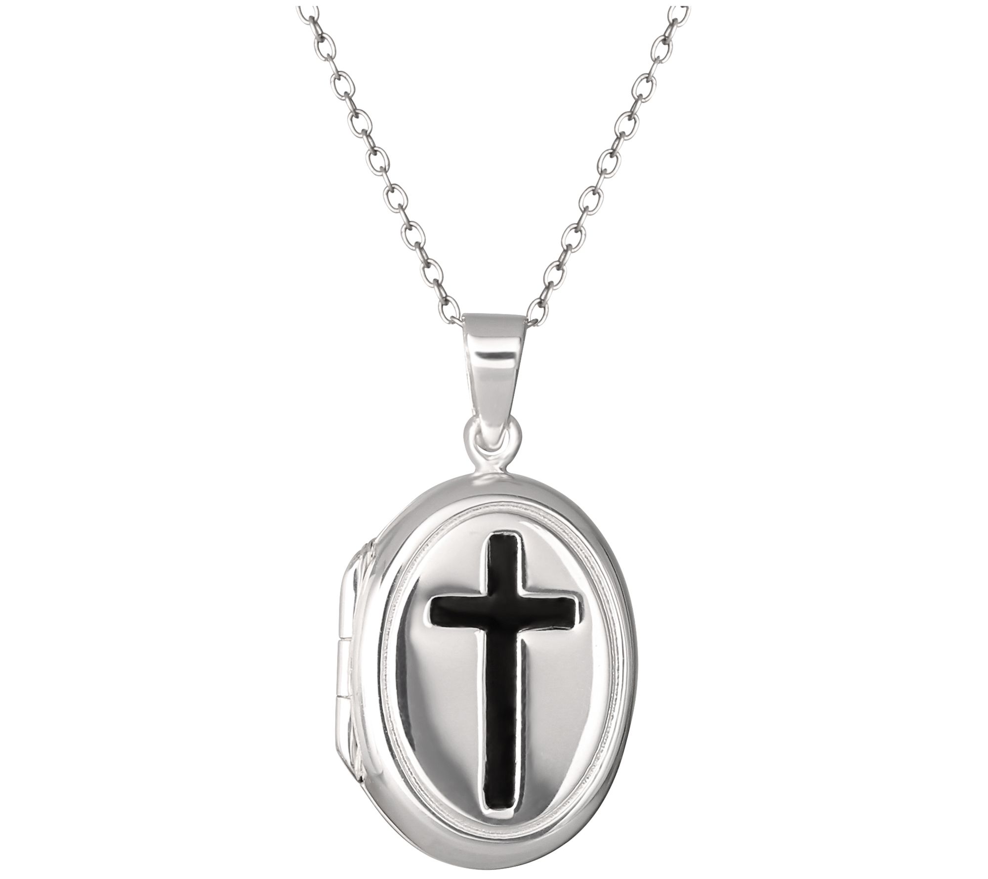 Sterling Silver Cross Locket with 18" Chain