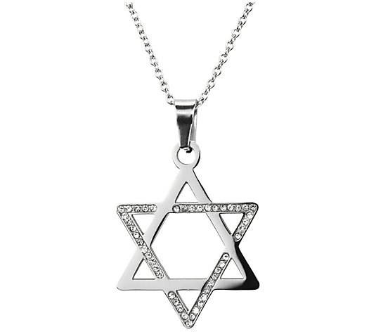 Steel by Design Star of David Crystal Pendant w / Chain