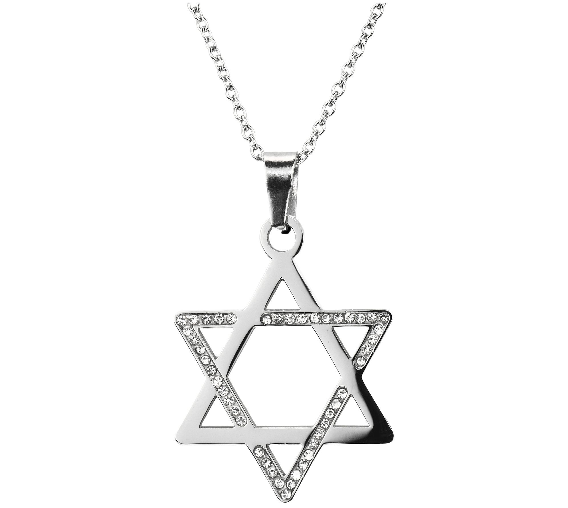 Steel by Design Star of David Crystal Pendant w / Chain