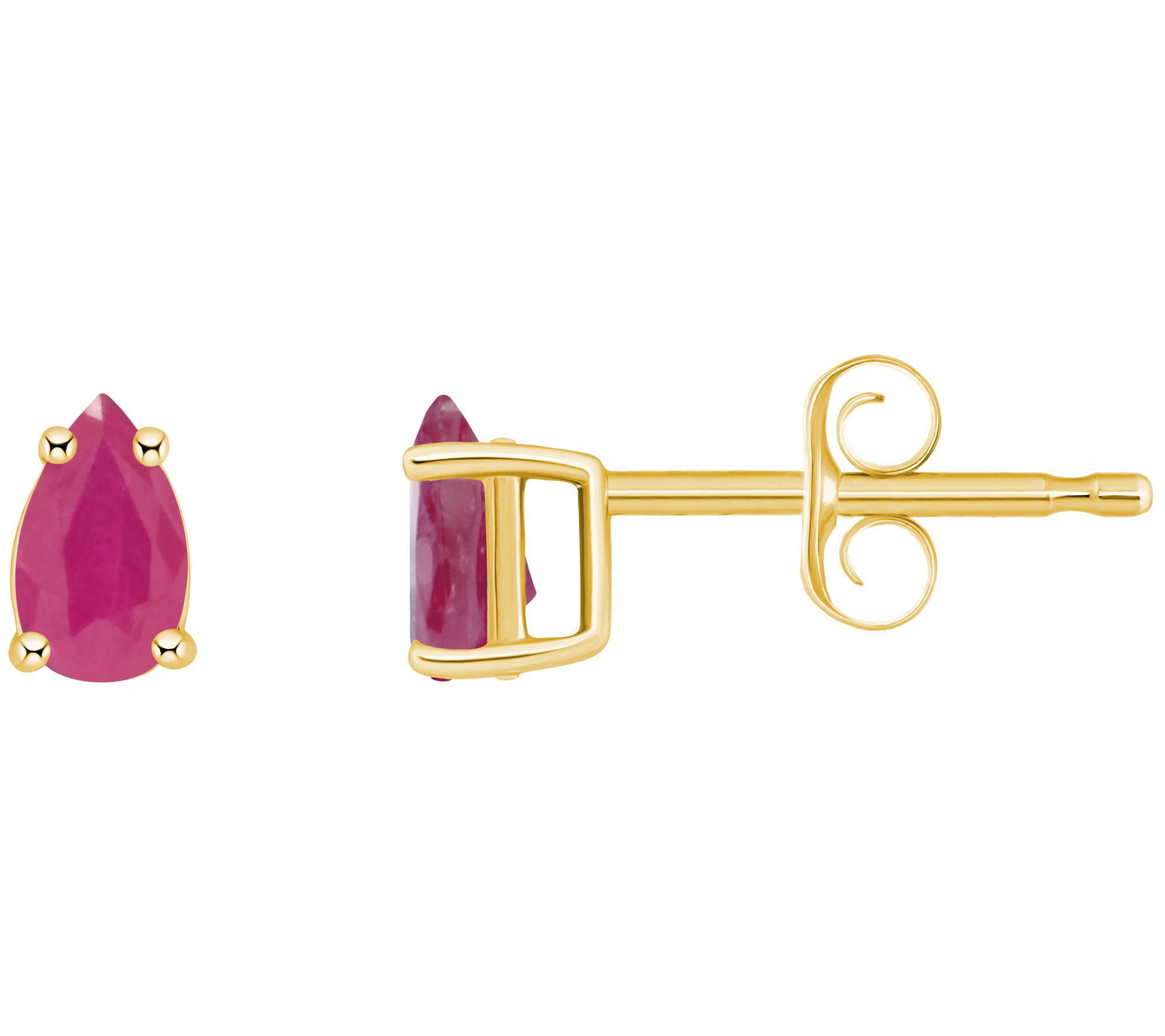 14K Gold Pear Shape 0.60 cttw Ruby Stud Earrings