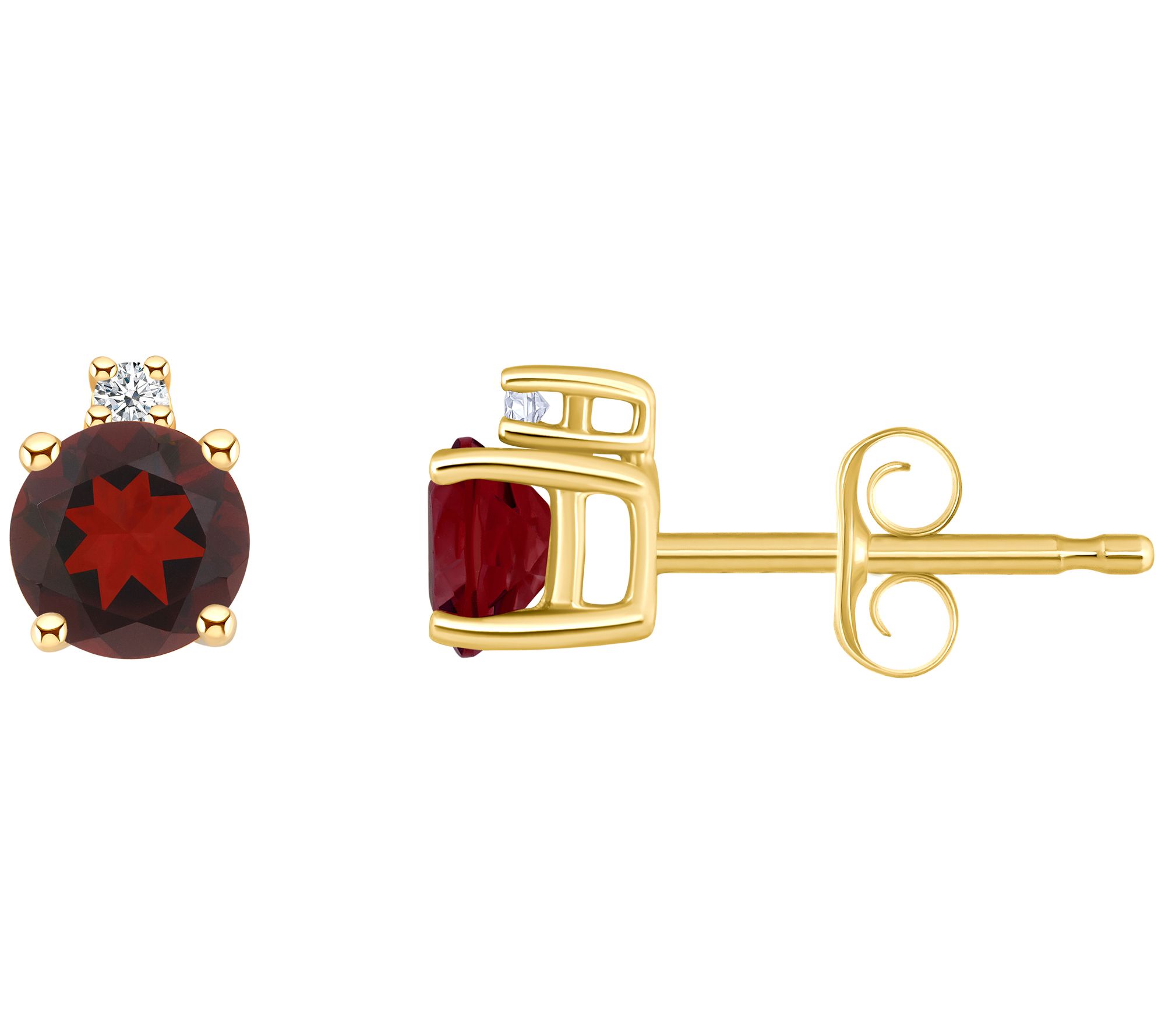 14K Round 0.70 cttw Garnet & Diamond Accent Stud Earrings