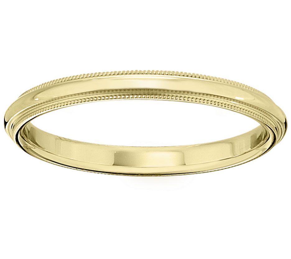 Women's 18K Yellow Gold 2.5mm Milgrain Weddingnd