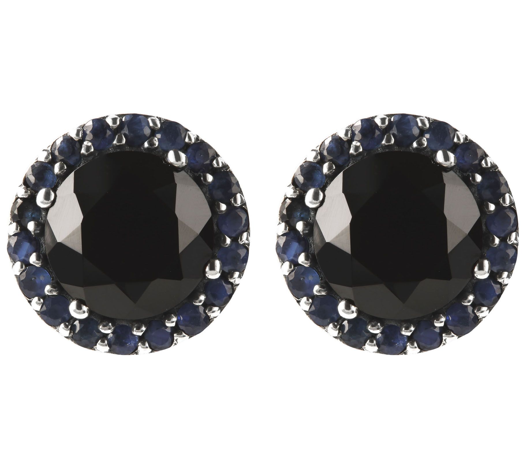 Mistero Sterling Silver Multi-Gemstone Halo Stud Earrings